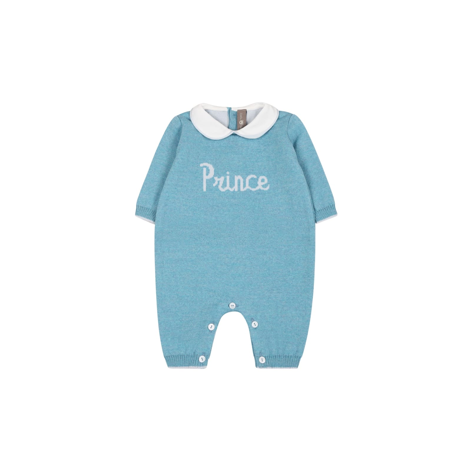 Little Bear Light Blue Babygrown For Baby Boy With Embroidered Prince Writing