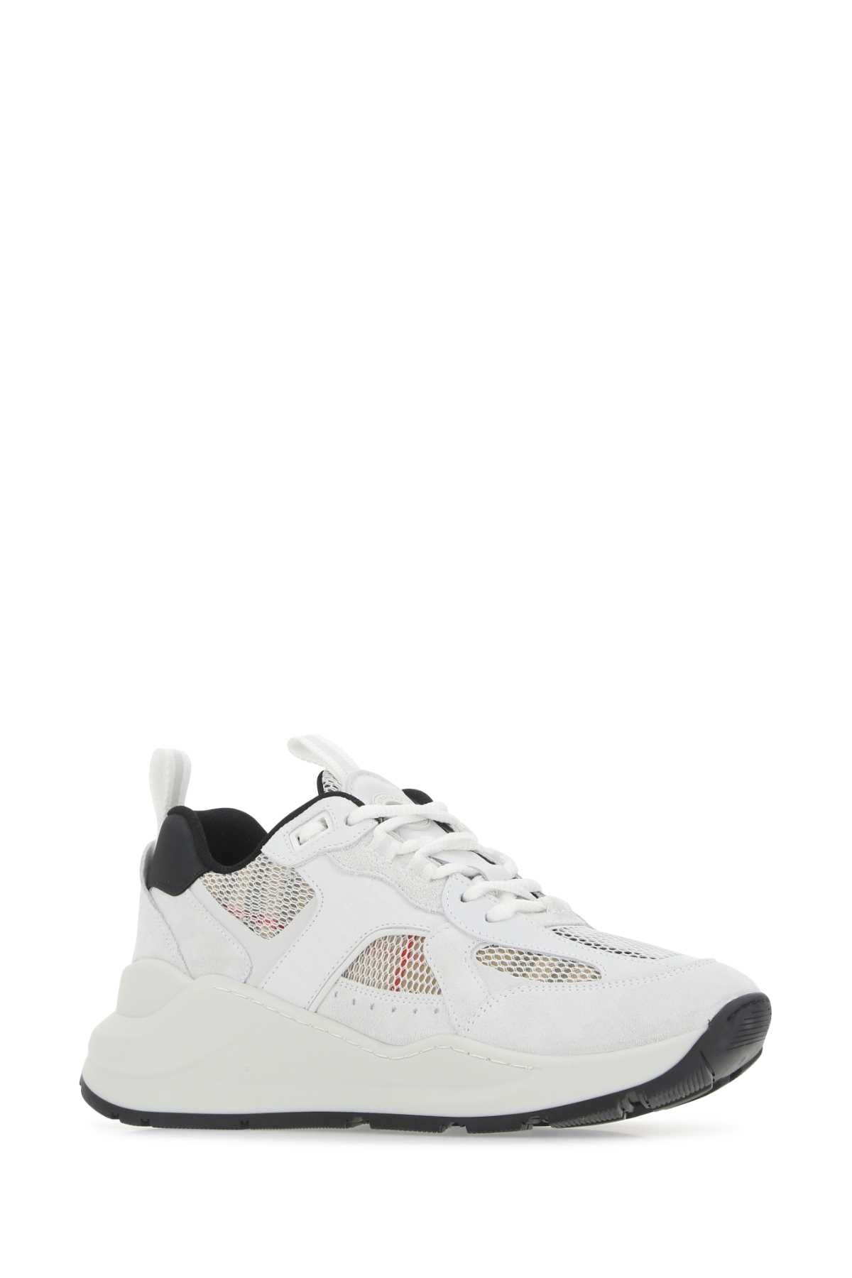 Shop Burberry Multicolor Suede And Mesh Sneakers In A8894
