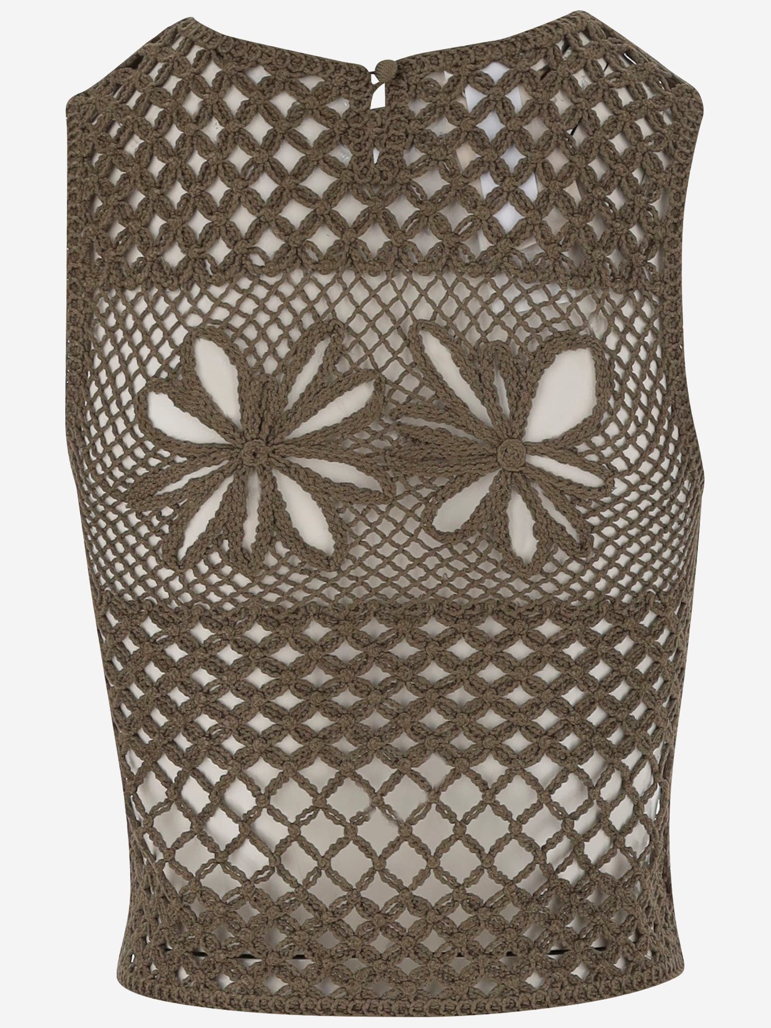 Pinko Top Sans Manches En Crochet Ajouré In Brown