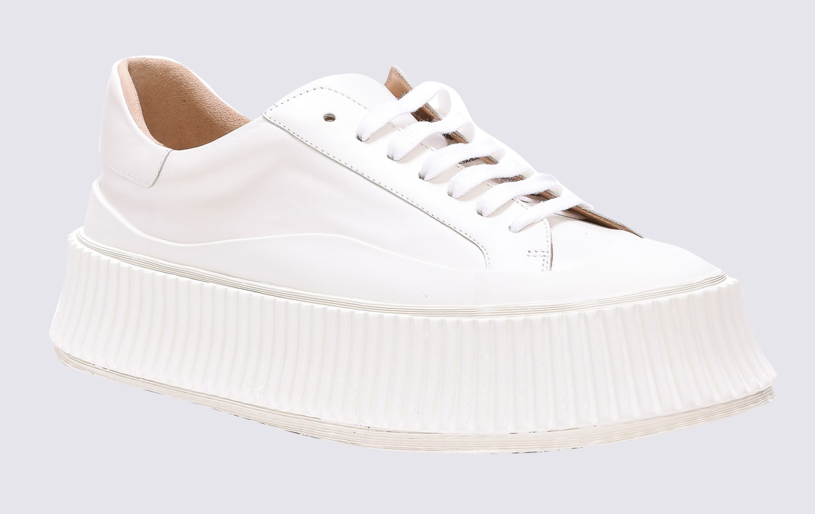 Shop Jil Sander White Leather Sneakers In Neve