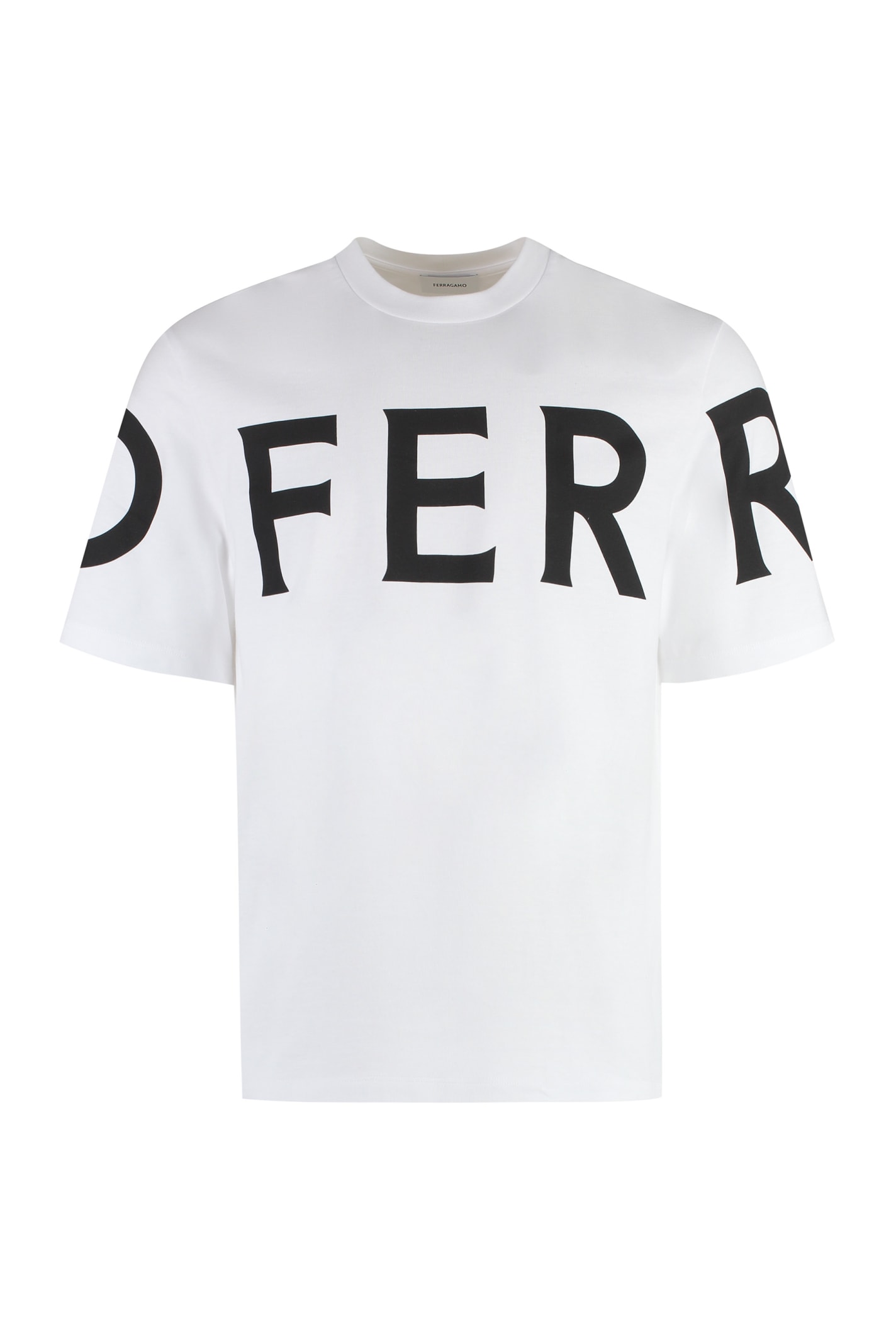 Shop Ferragamo Cotton Crew-neck T-shirt In White