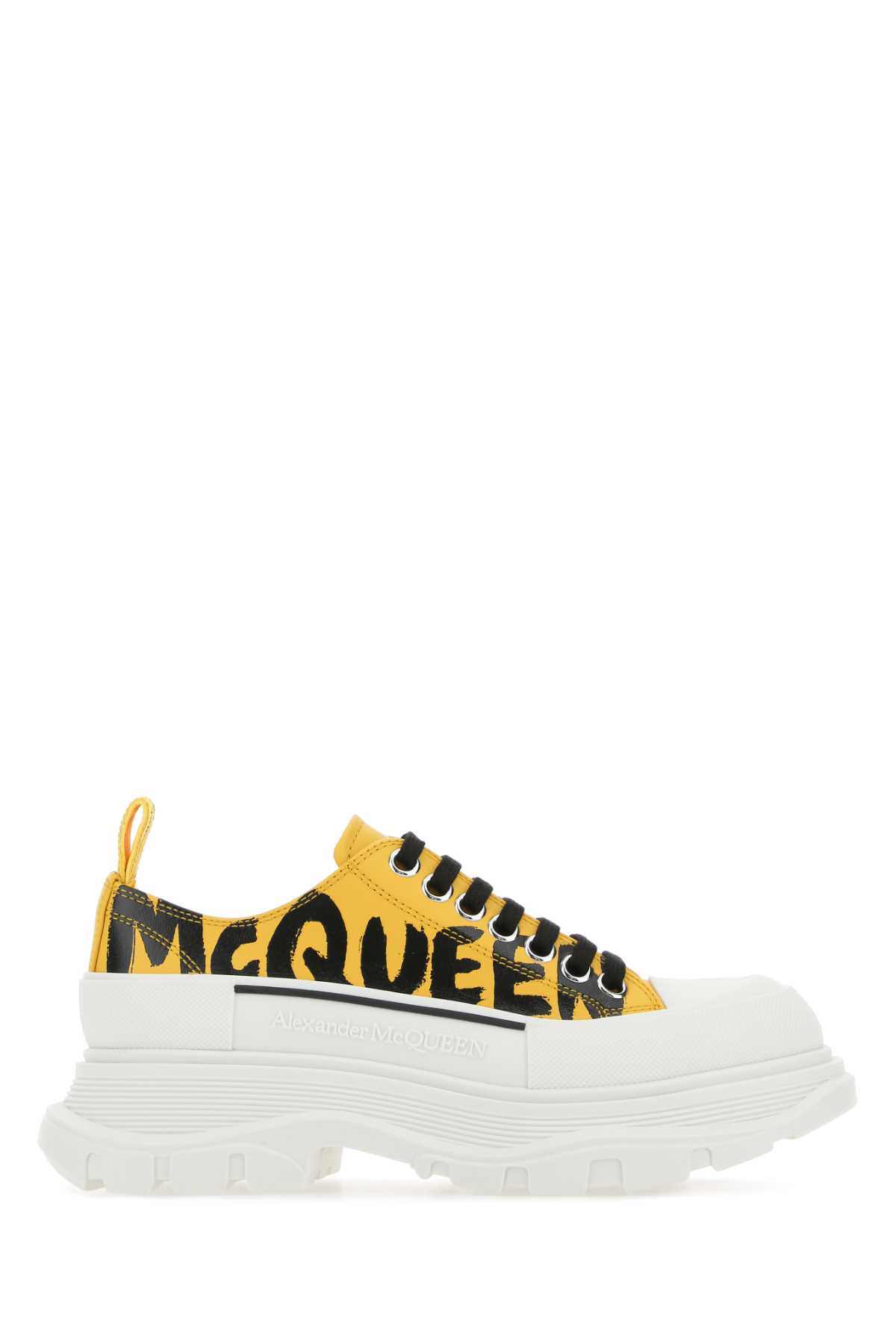 Shop Alexander Mcqueen Yellow Leather Tread Slick Sneakers In 7086