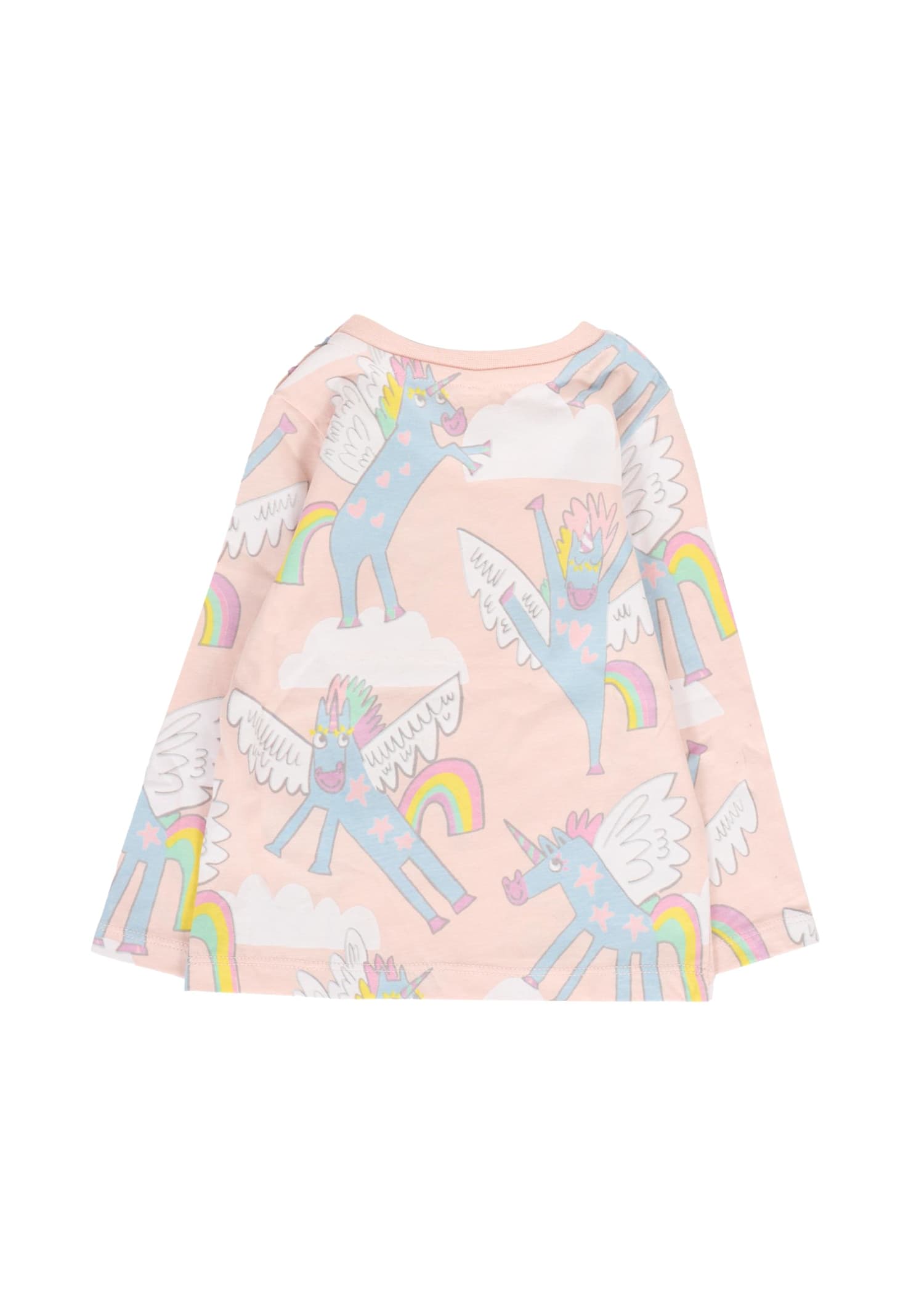 Stella Mccartney Pink T-shirt For Baby Girl With Unicorns In Pink