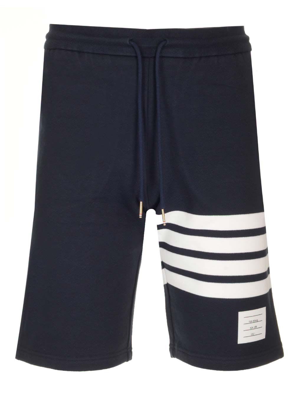 Shop Thom Browne Classic Loopback Shorts In Blue