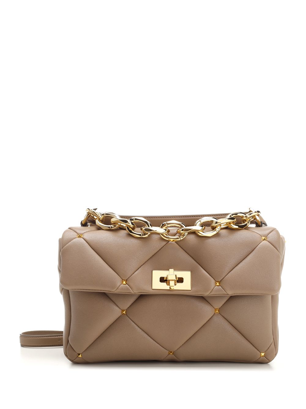 Shop Valentino Roman Stud Spike Bag In Grey