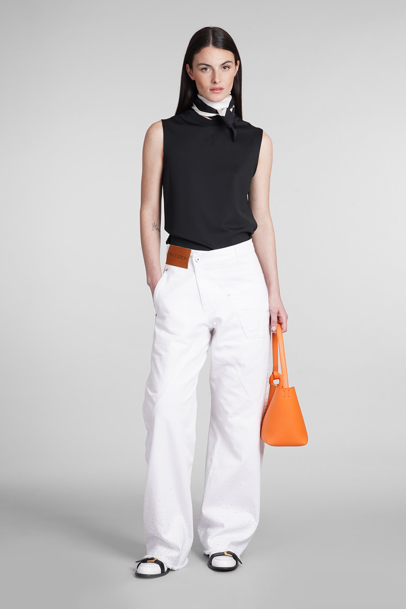 Jw Anderson Stretch Crew Neck Sleeveless Top In Black