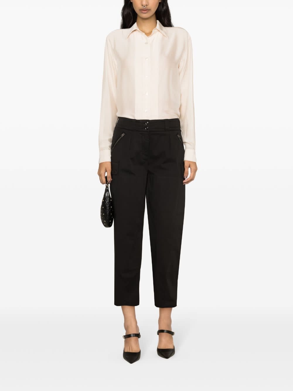 Tom Ford Black Pleated Cargo Trousers In Black