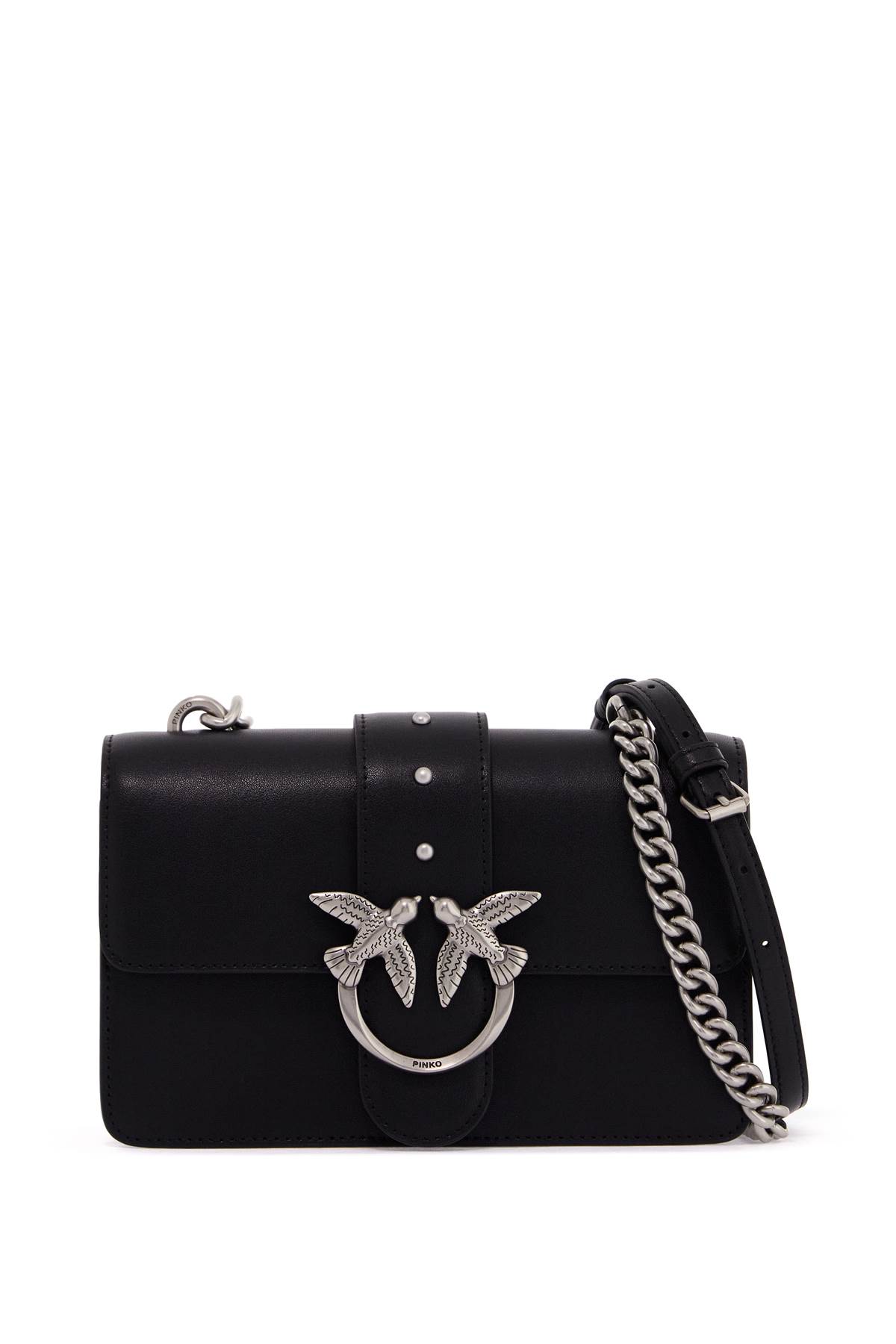 Shop Pinko Classic Love Icon Simply Bag In Nero-old Silver (black)