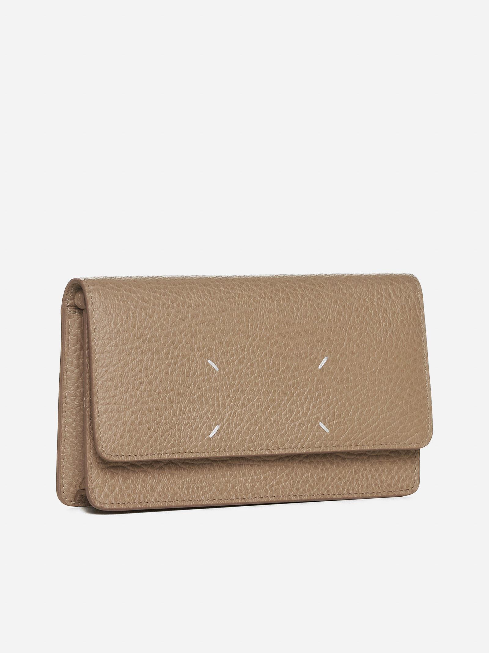 Shop Maison Margiela Medium Leather Chain Wallet Bag In Nude