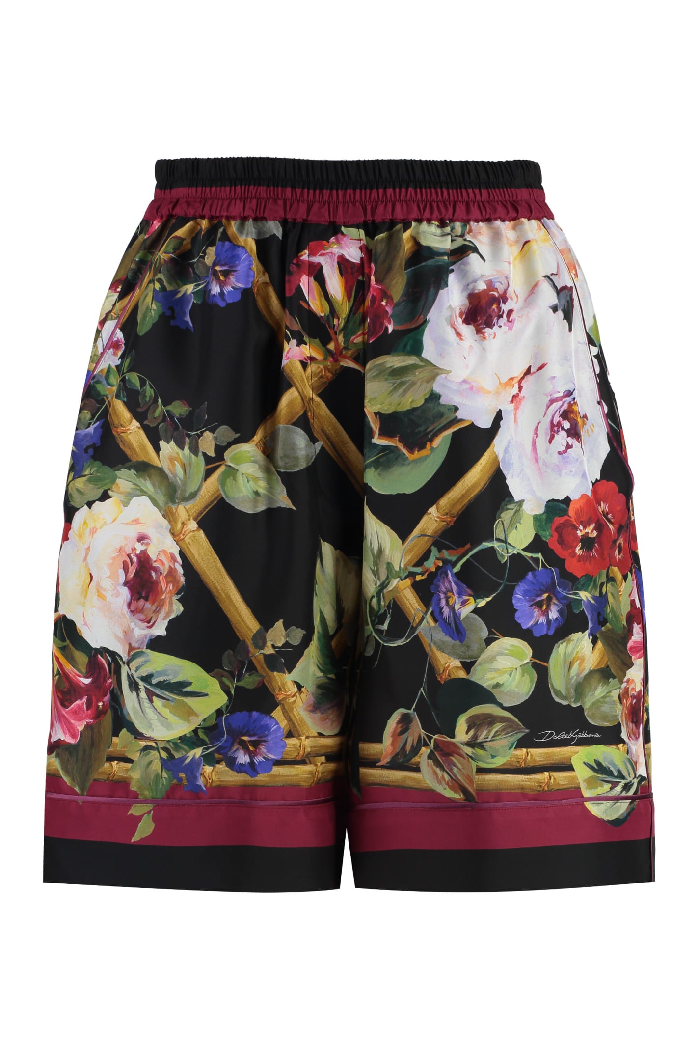 Shop Dolce & Gabbana Printed Silk Shorts In Multicolor