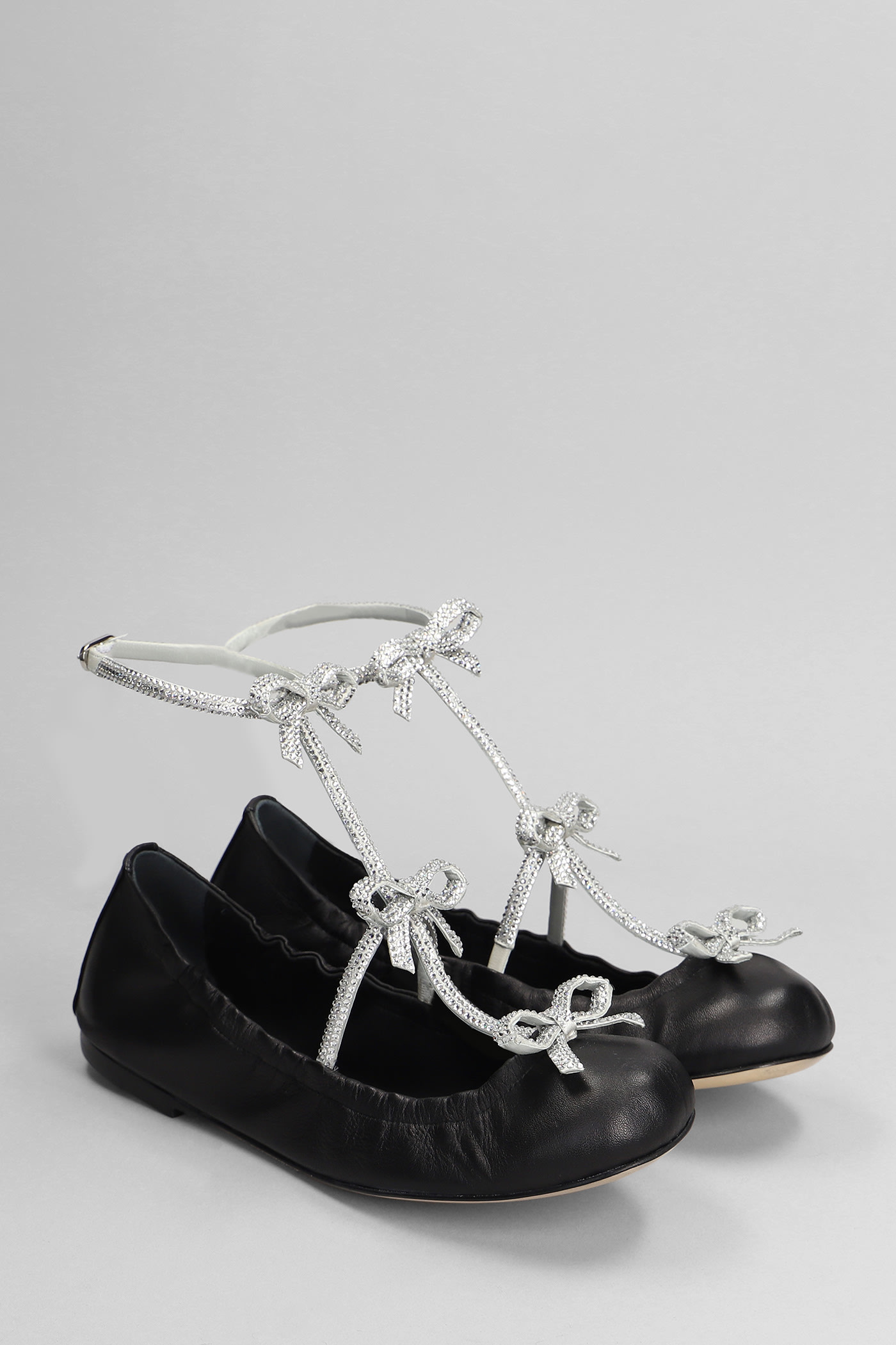 Shop René Caovilla Caterina Ballet Flats In Black Leather