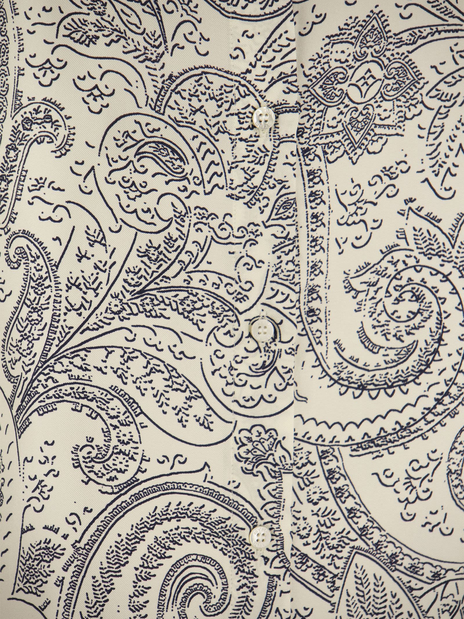 Shop Etro Silk Shirt With Paisley Print In White