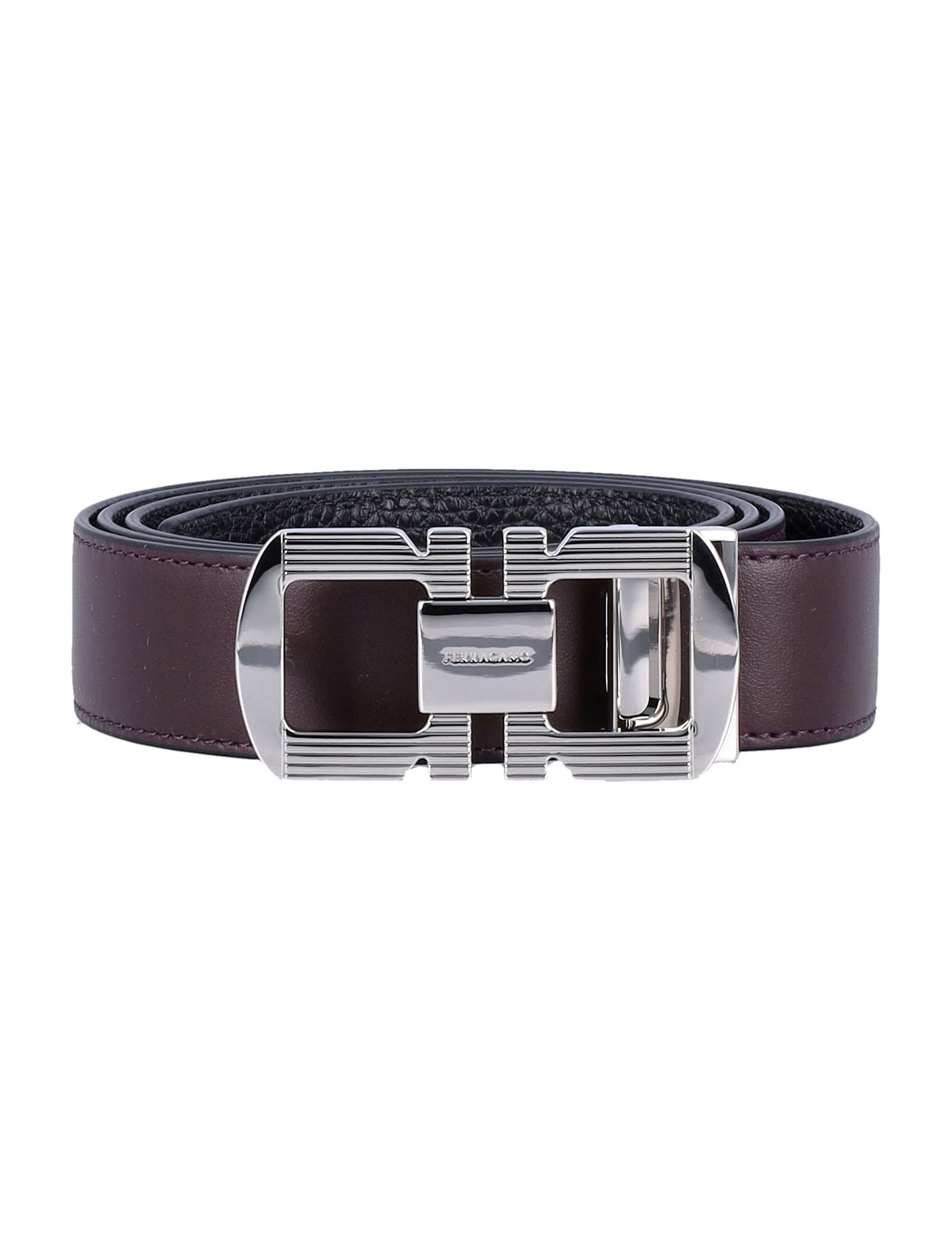 Ferragamo Reversible And Adjustable Gancini Belt In Brown