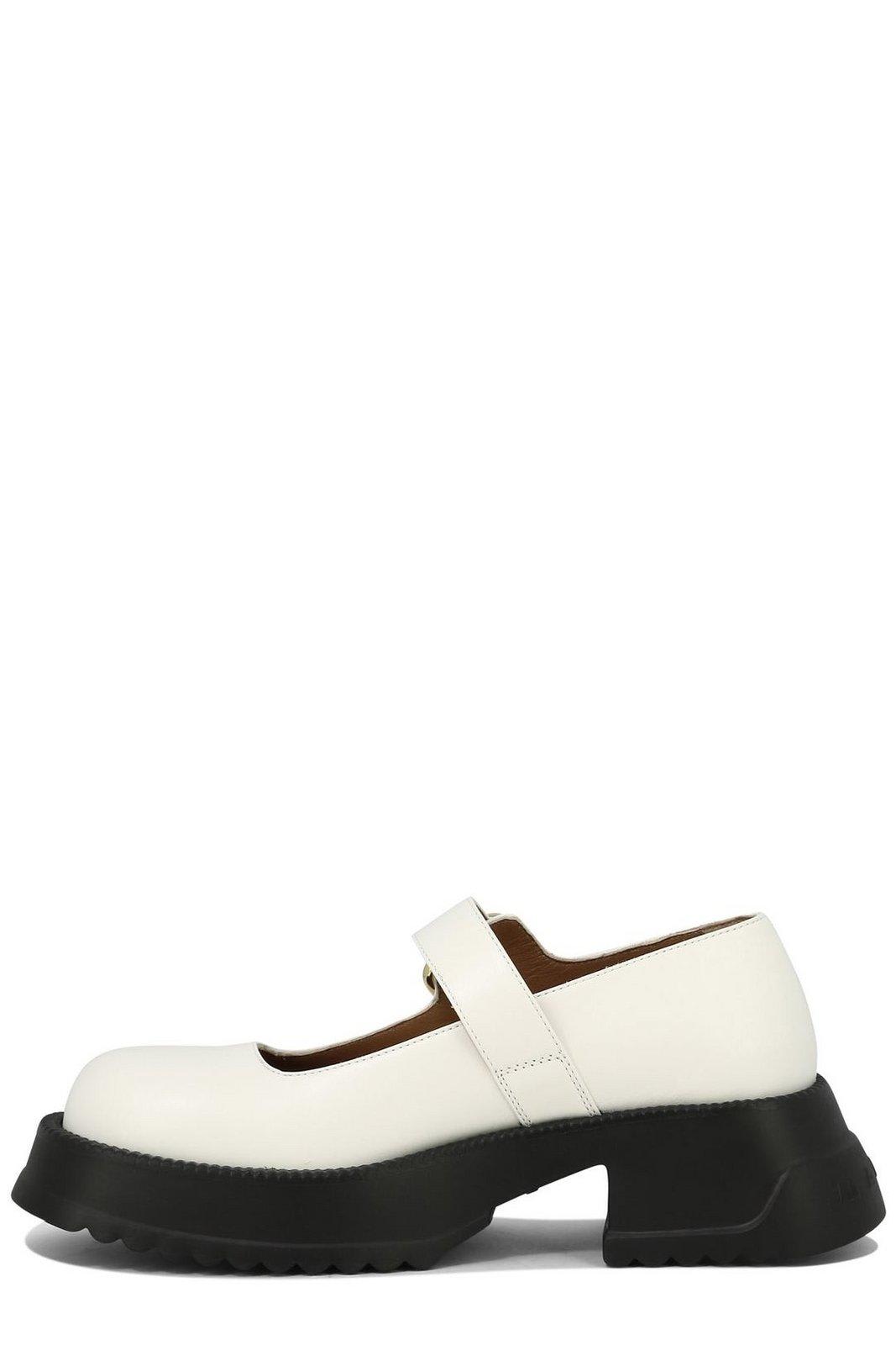 Shop Marni Buckle Detailed Platform Mary Janes In White