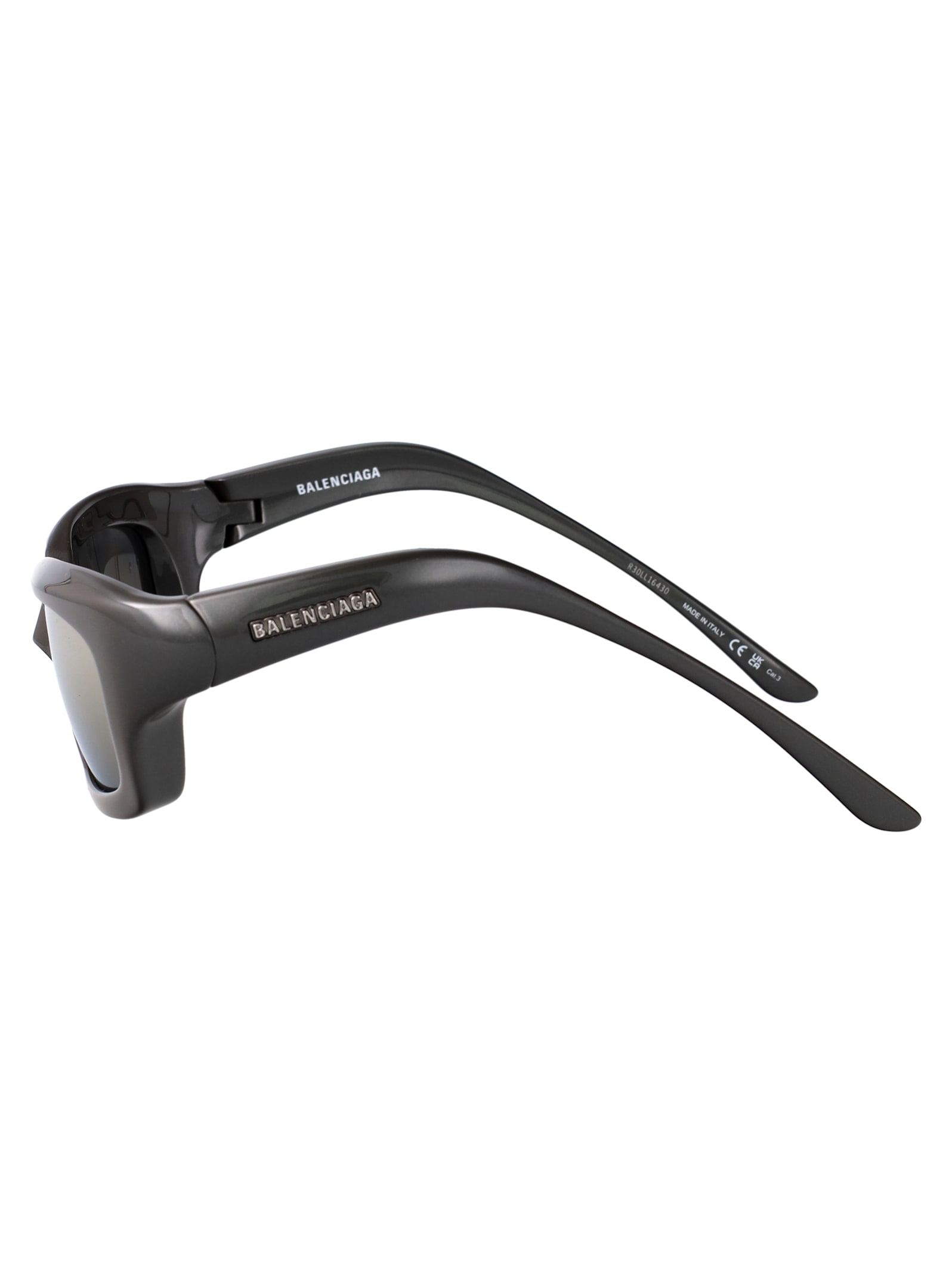 Balenciaga Grey-grey-white Bio Injection Sunglasses In Black
