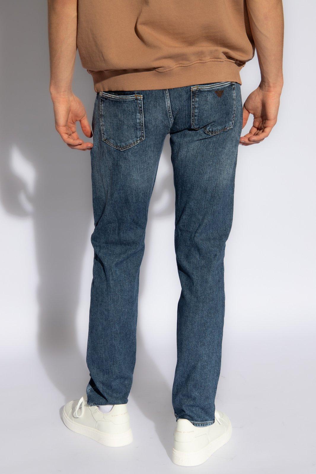 Shop Emporio Armani Jeans With Tapered Legs In Blue