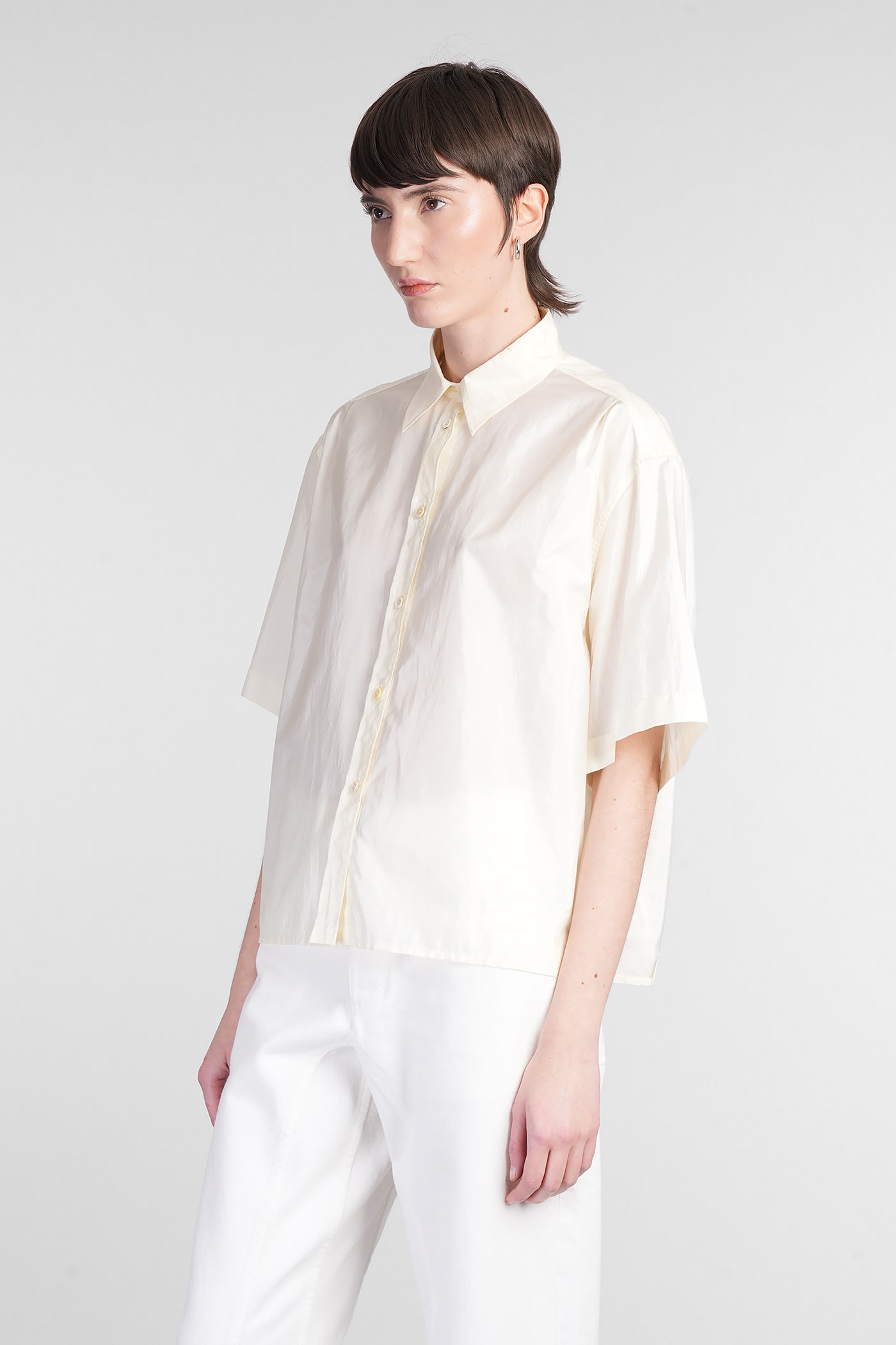 Shop Jil Sander Shirt In Beige Silk