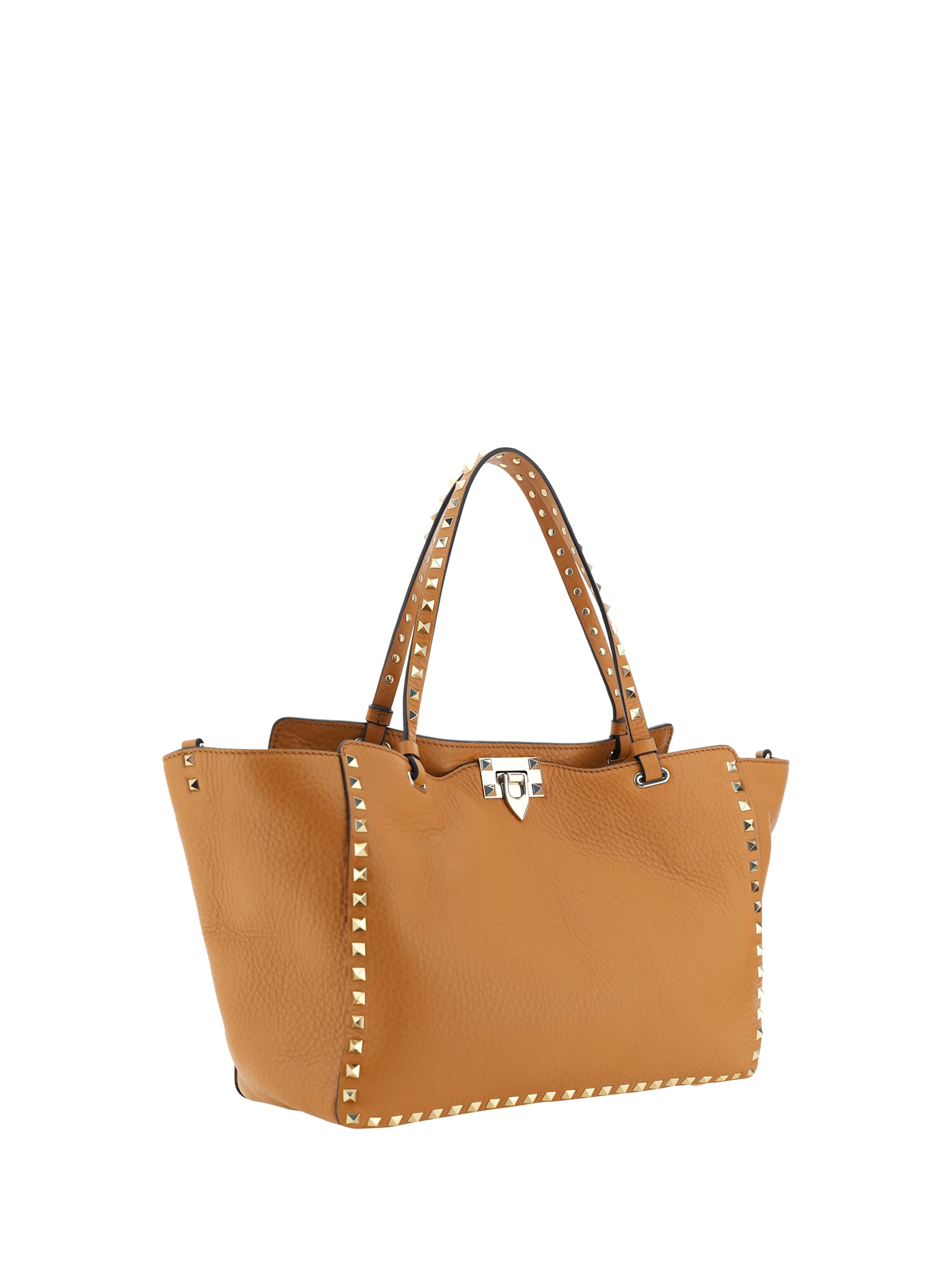 Shop Valentino Rockstud Medium Handbag In Almond Beige