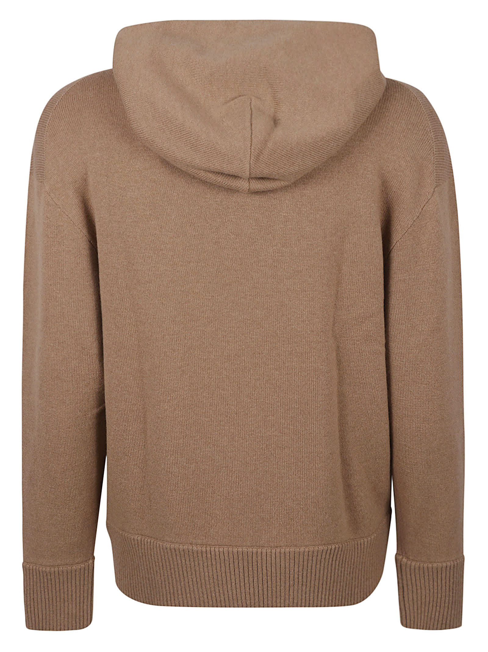 Shop Zegna Drawstring Hood Plain Ribbed Hoodie In Brown Medio