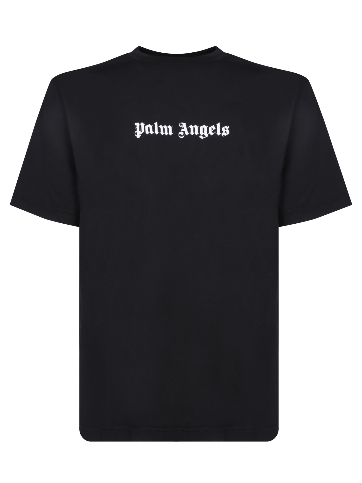 Shop Palm Angels Slim Fit Black T-shirt In White