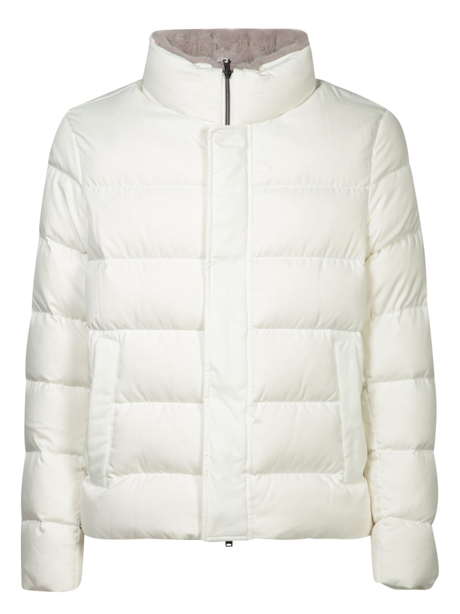 Herno Arendelle Faux Fur White Down Jacket In White