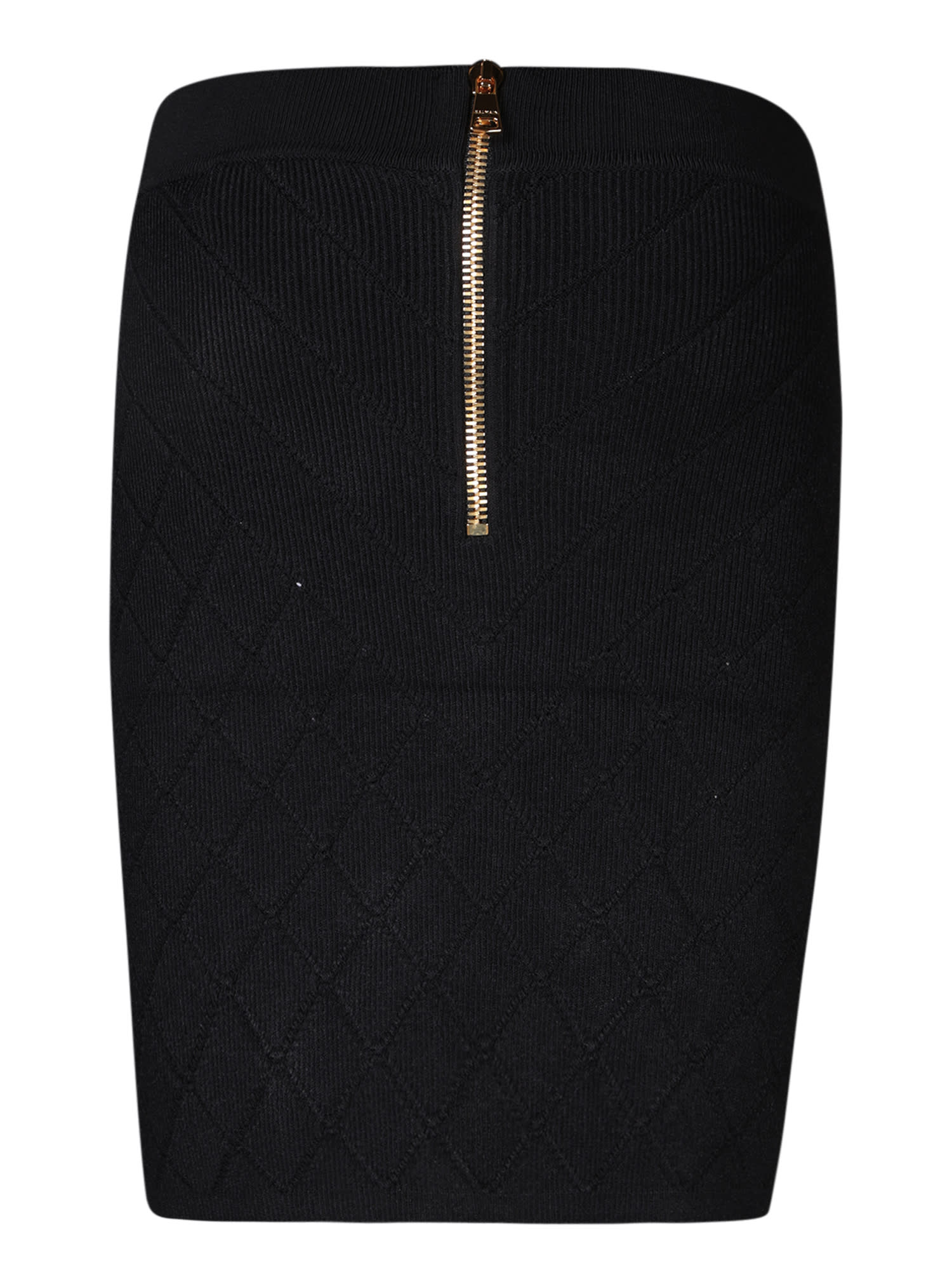 Shop Balmain Mini 6btn Black Skirt