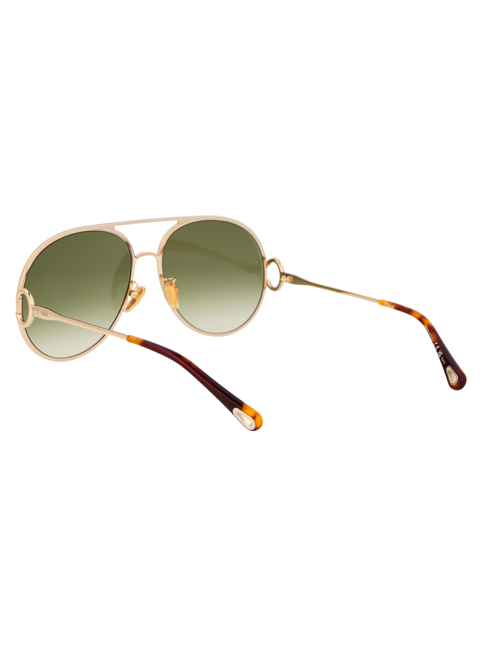 Shop Chloé Ch0145s Sunglasses In 002 Gold Gold Green