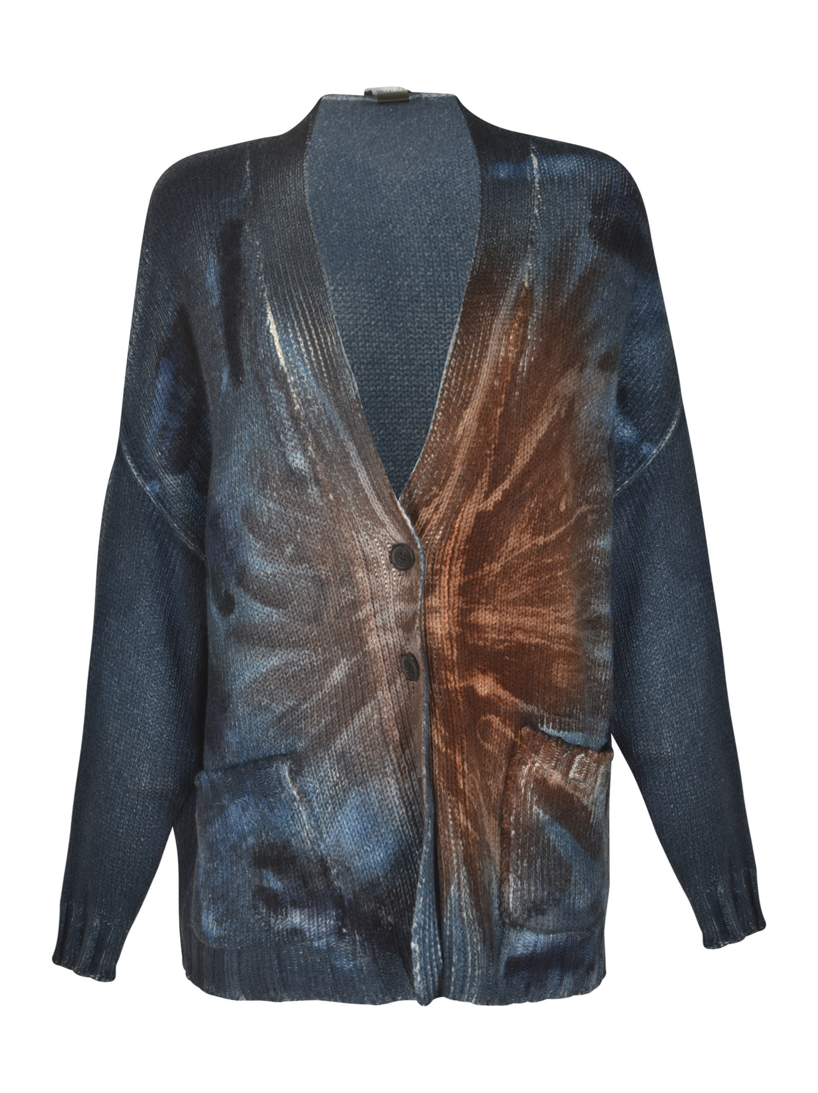 Shop Avant Toi Knit Dyed Cardigan In River