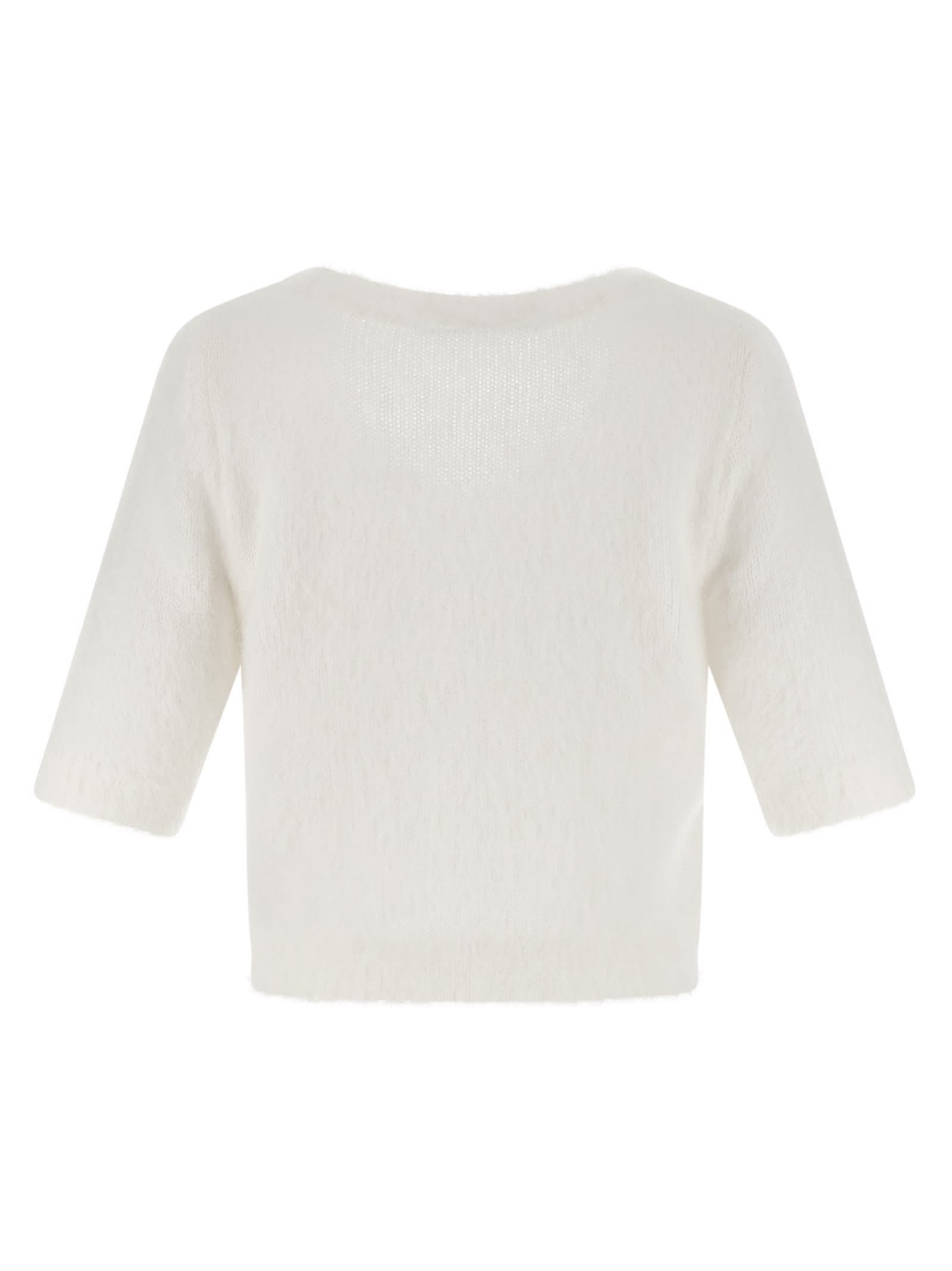Alessandra Rich Carded Mohair Sweater In White