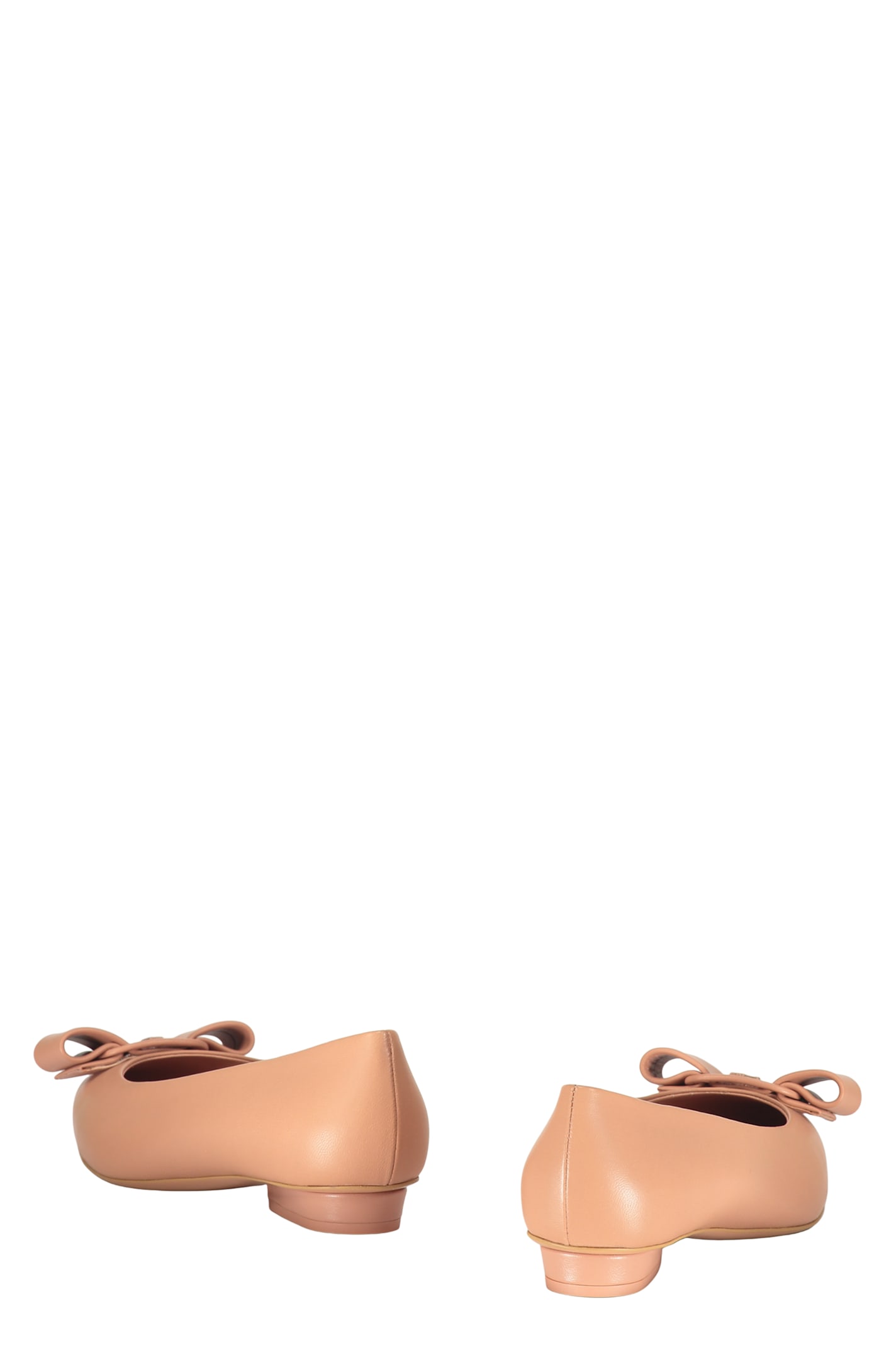 Ferragamo Leather Ballet Flats With Logo In Pink