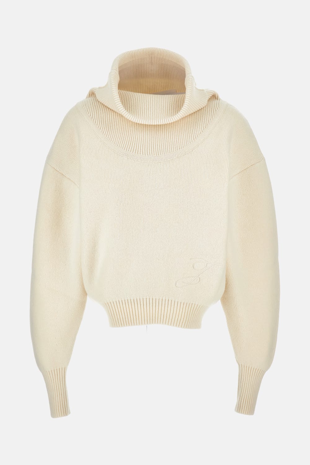 Jacquemus Off White Virgin Wool La Maille Pallone Pullover In White