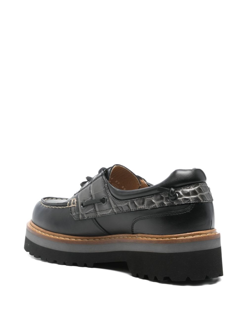 Woolrich Leather Crocodile-effect Shoes In Black