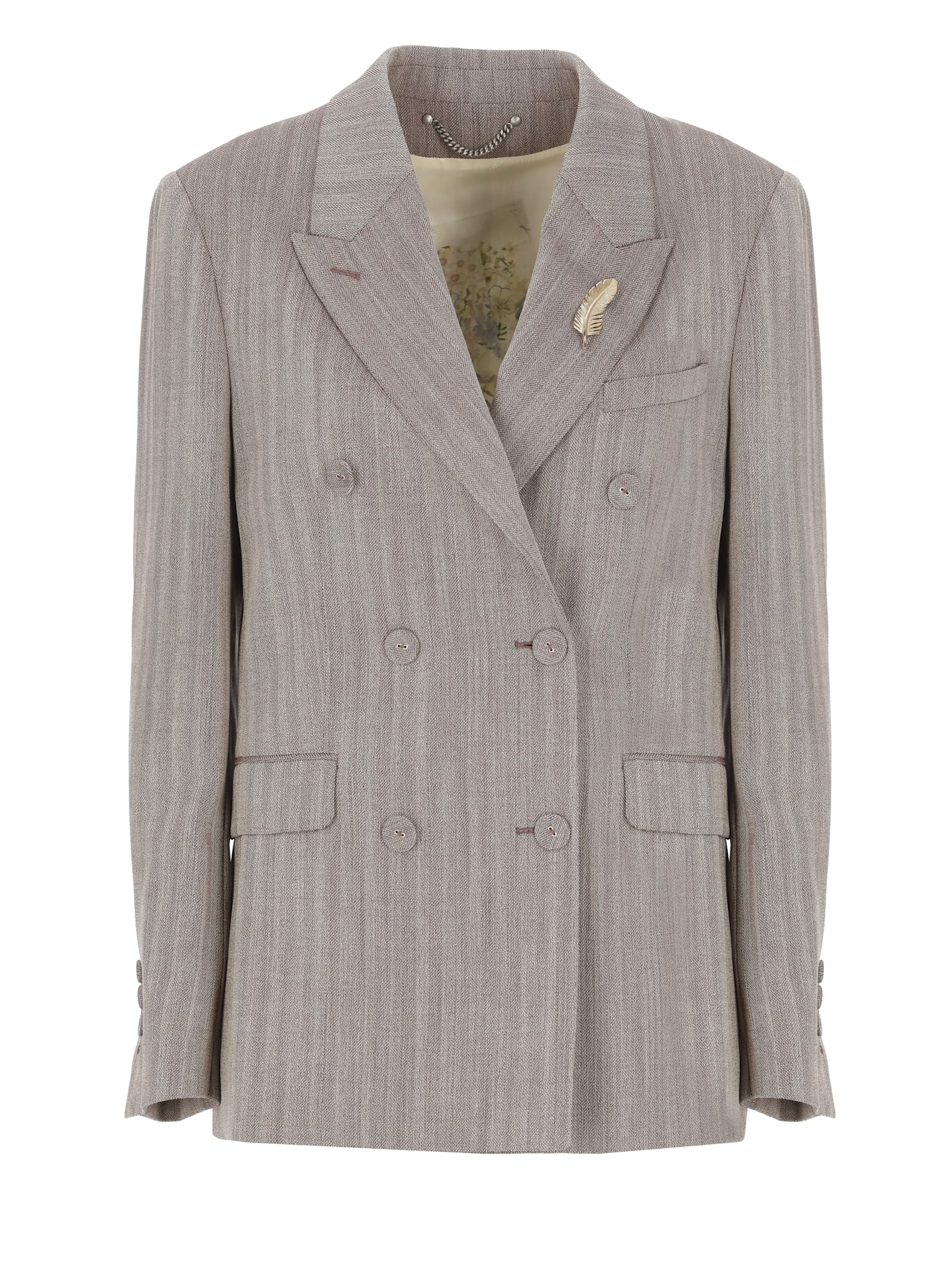 Golden Goose Diva Herringbone Virgin Wool Blazer In Gray