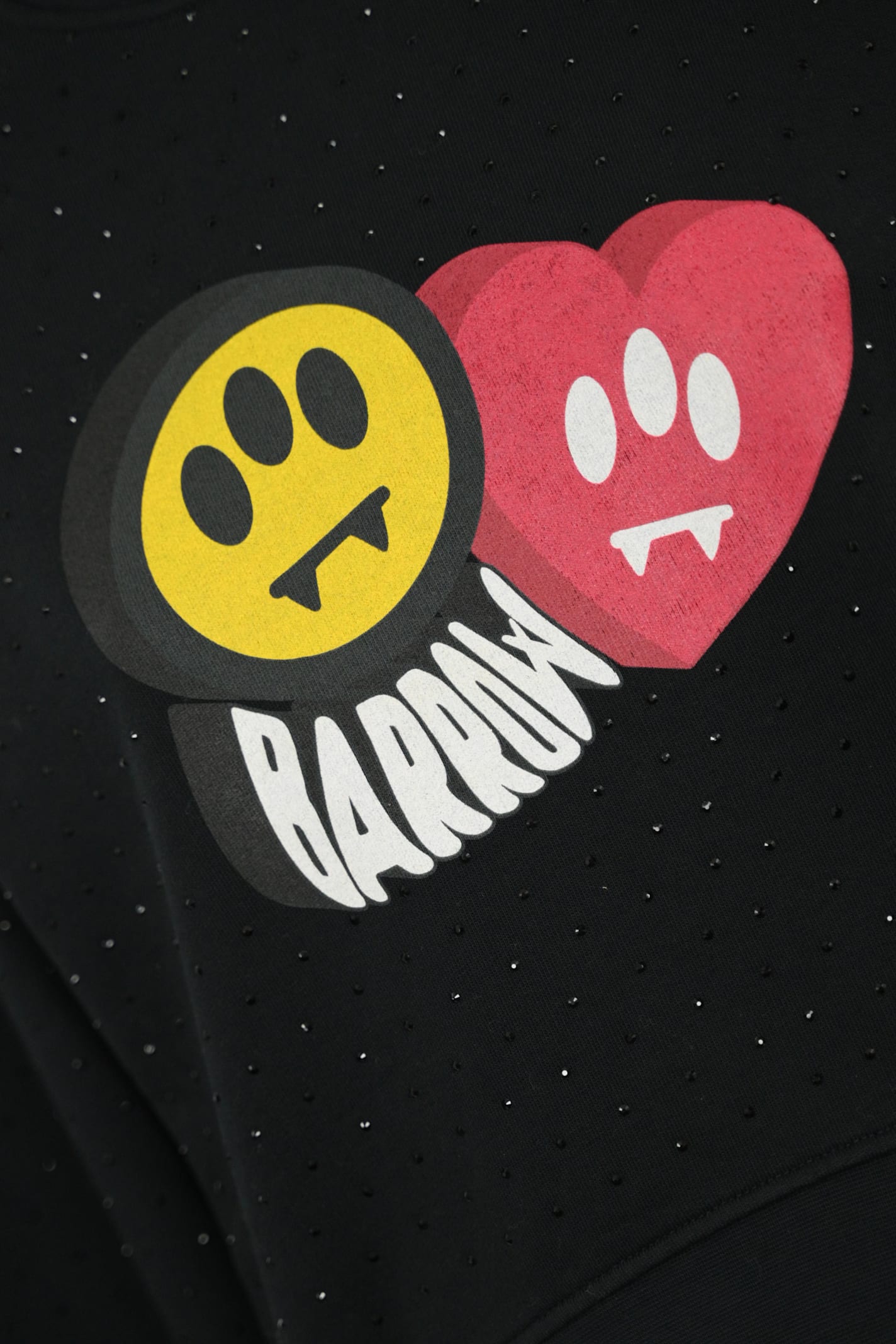 Barrow Cotton Sweatshirt With Rhinestones In Nero