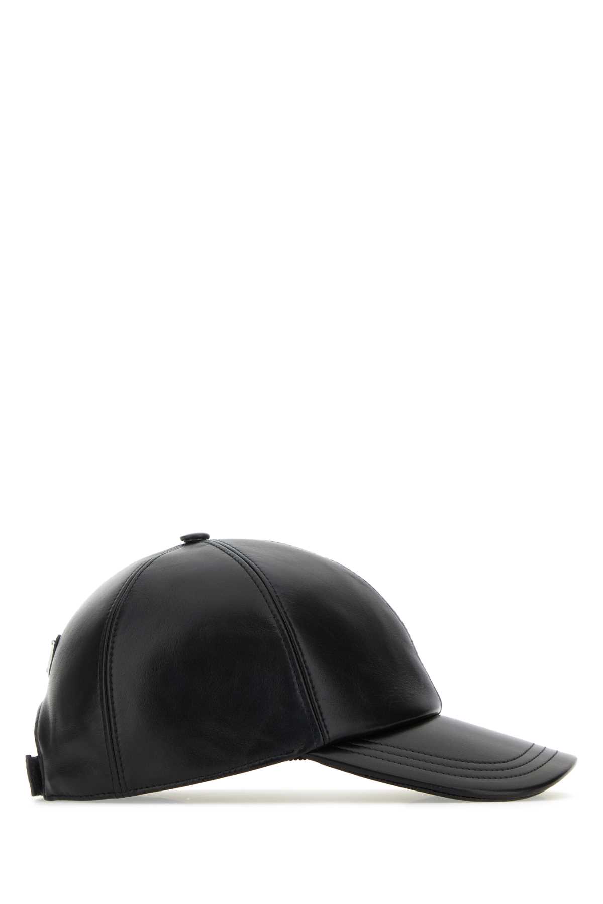Shop Prada Black Nappa Leather Baseball Cap In Nero
