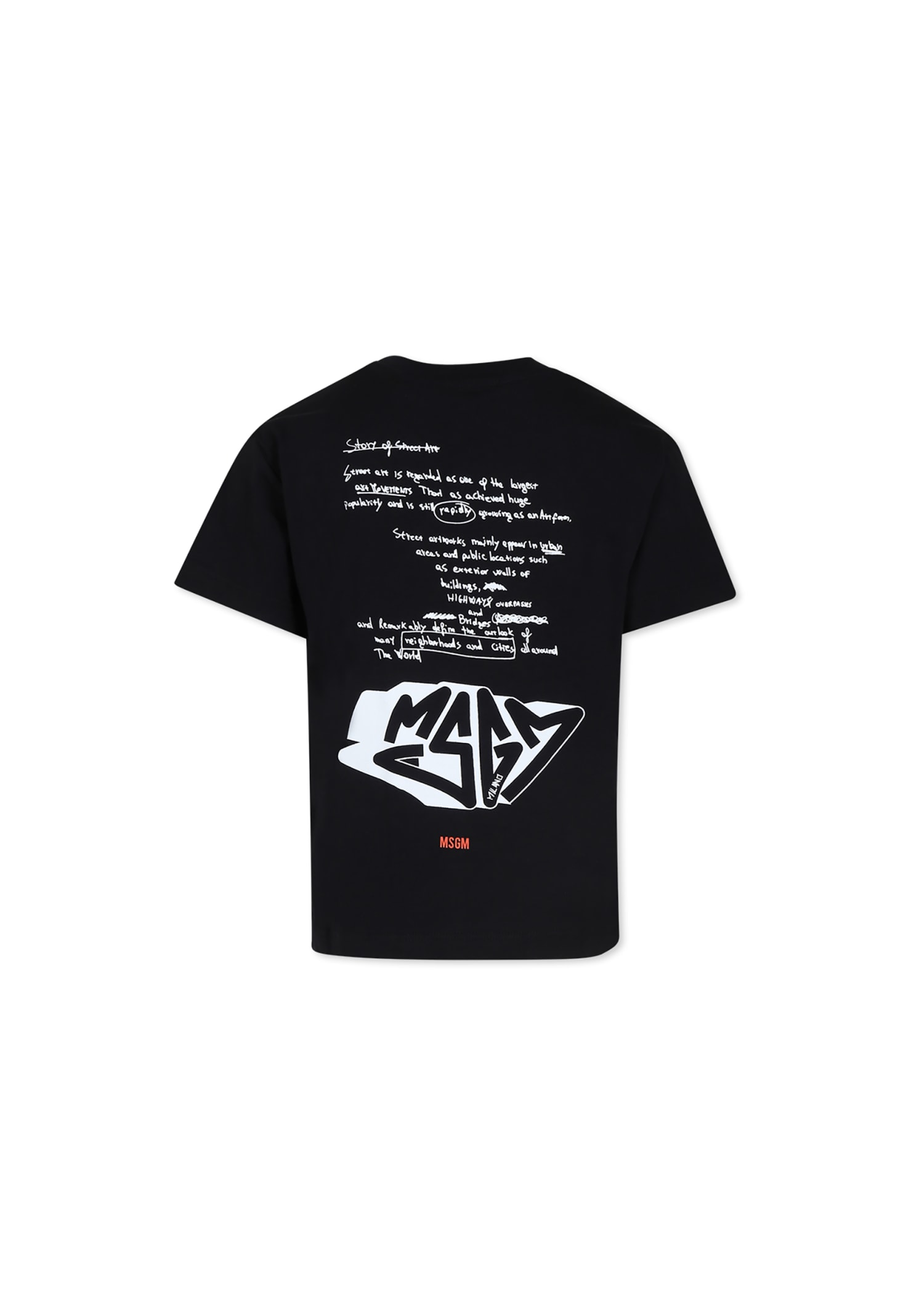 Shop Msgm Black T-shirt For Boy With Logo