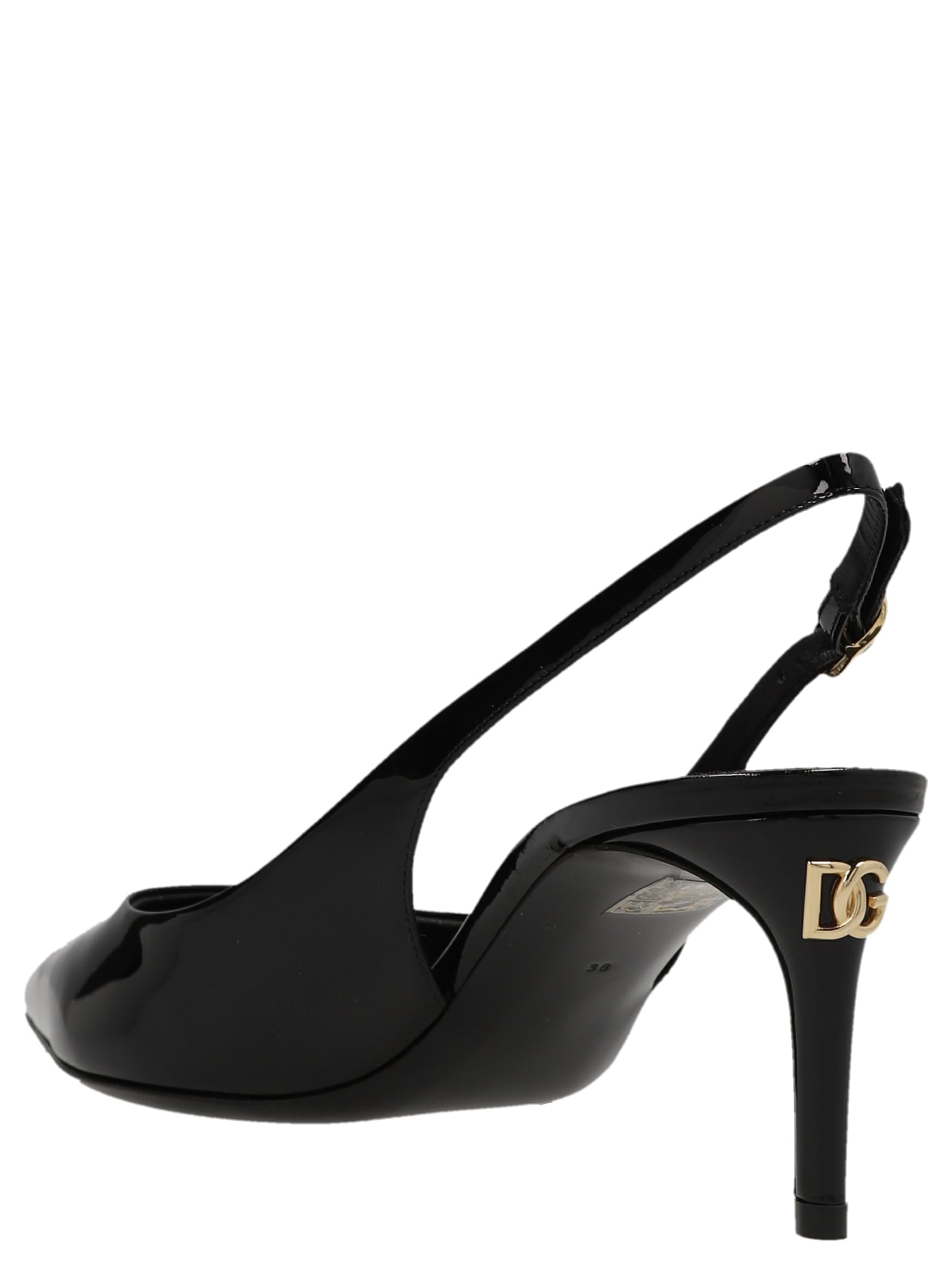 Shop Dolce & Gabbana Patent Leather Slingbacks In Black