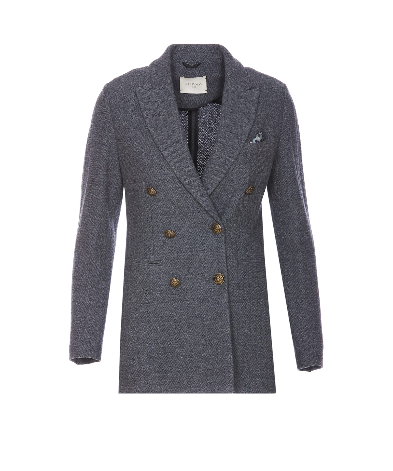 Shop Circolo 1901 Double Breasted Button Jacket In Grey