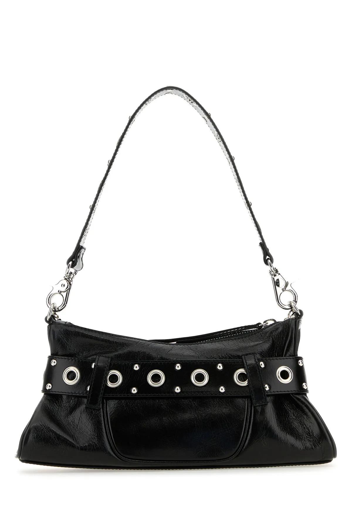 Shop Dsquared2 Black Leather Gothic Shoulder Bag