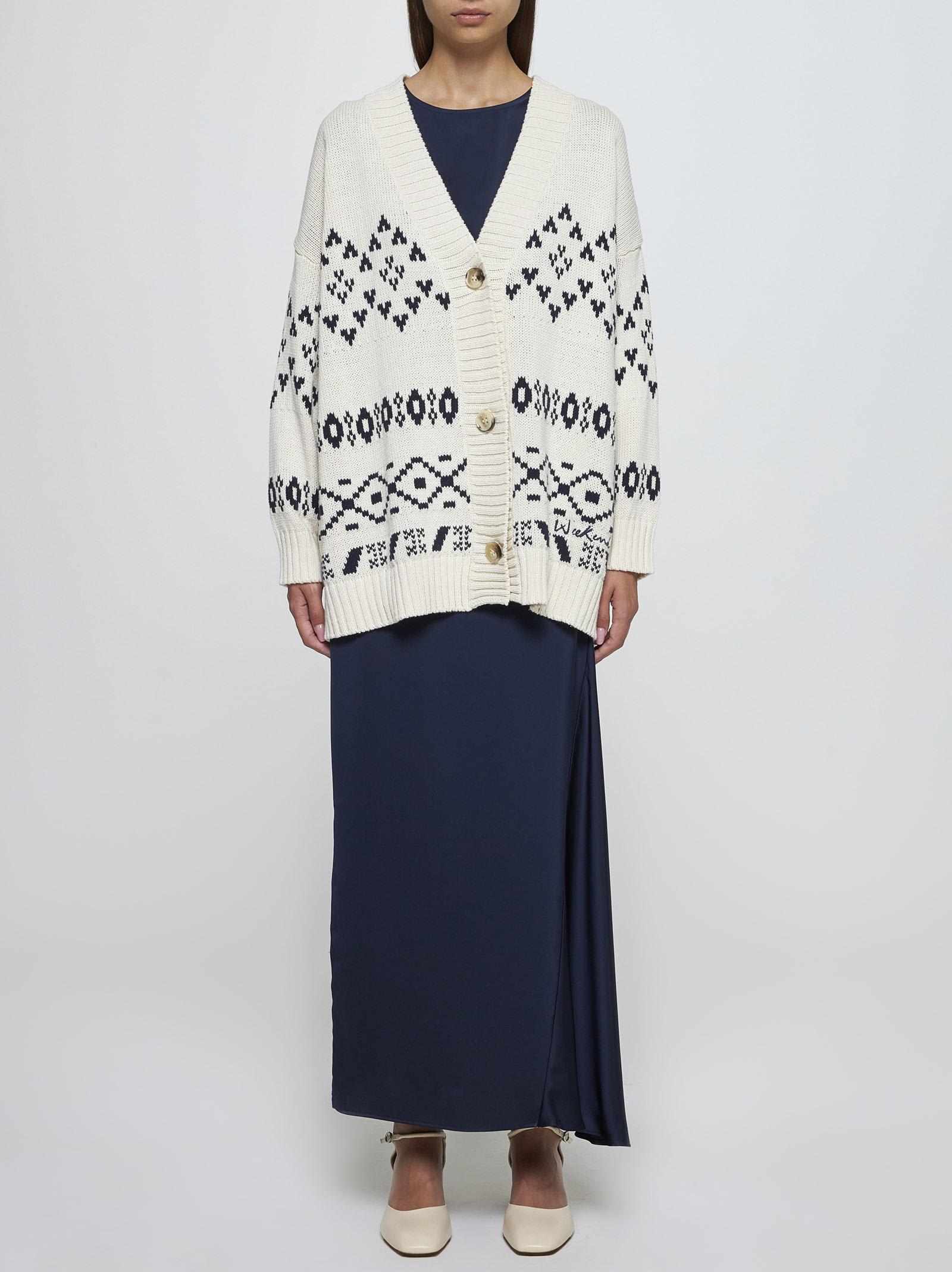 Shop Weekend Max Mara Acacia Cotton-blend Cardigan In Bianco