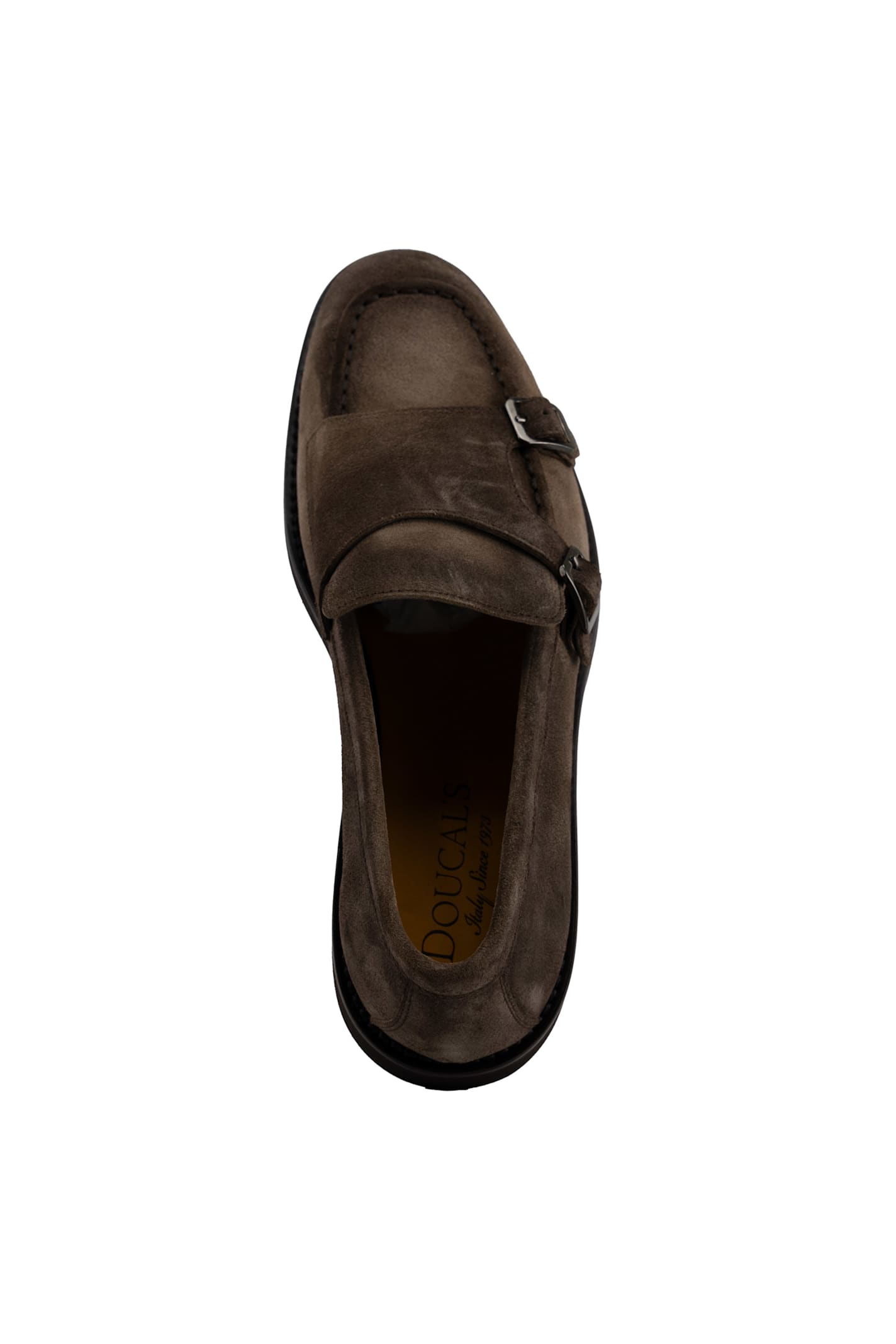 Shop Doucal's Monk Strap Moccasin In Suede In Point Cacao+f.do T.moro