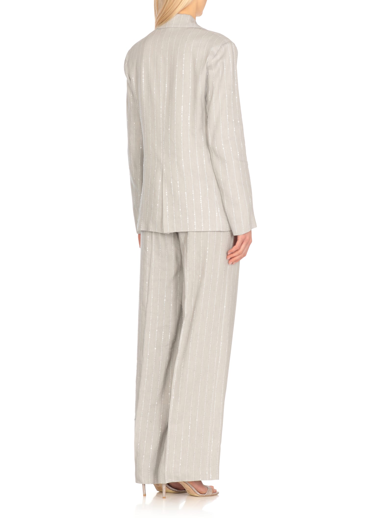 Antonelli Grey Viscose And Linen Gaia Jacket In Gray