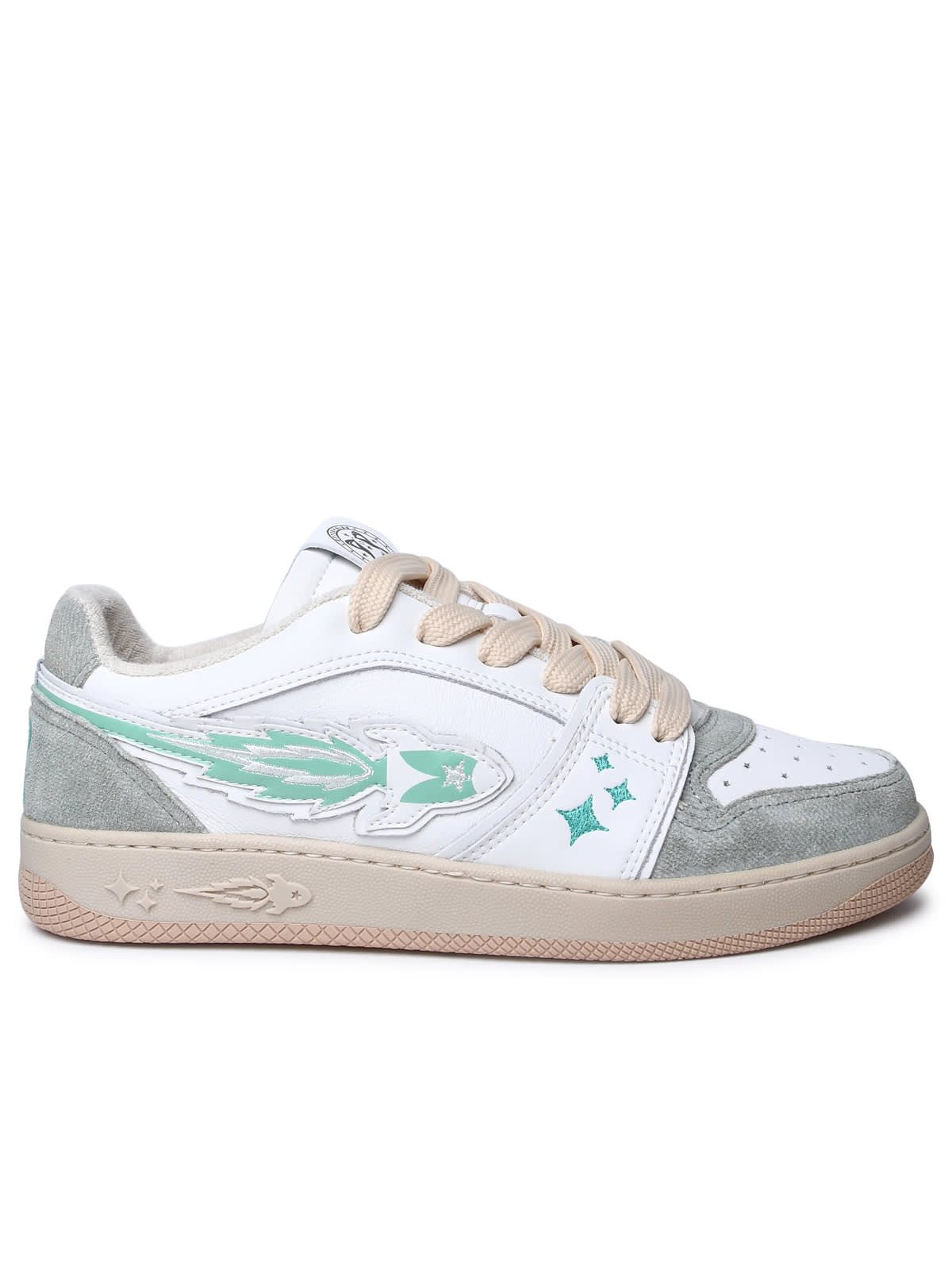 Shop Enterprise Japan Two-tone Leather Sneakers In White