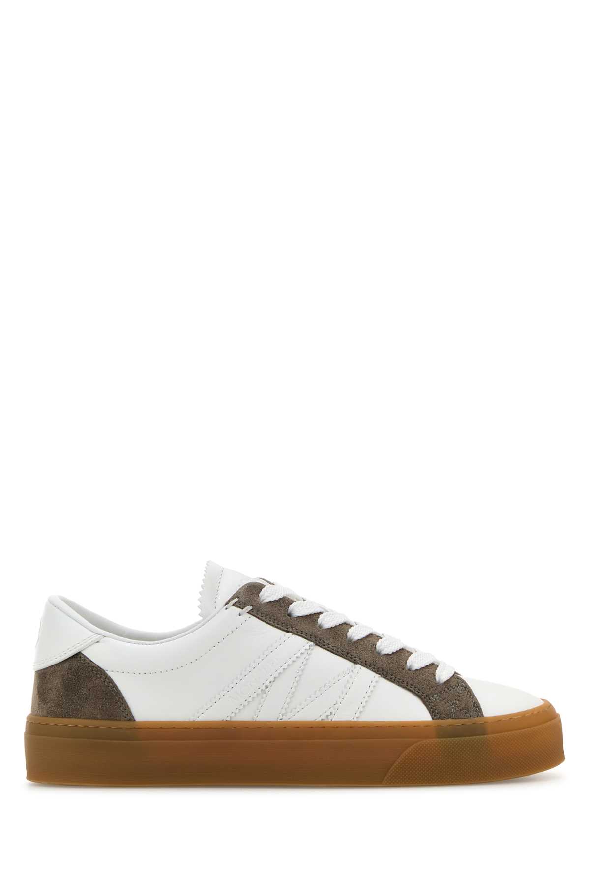 Shop Moncler Two-tone Leather And Suede Monaco Sneakers In 001