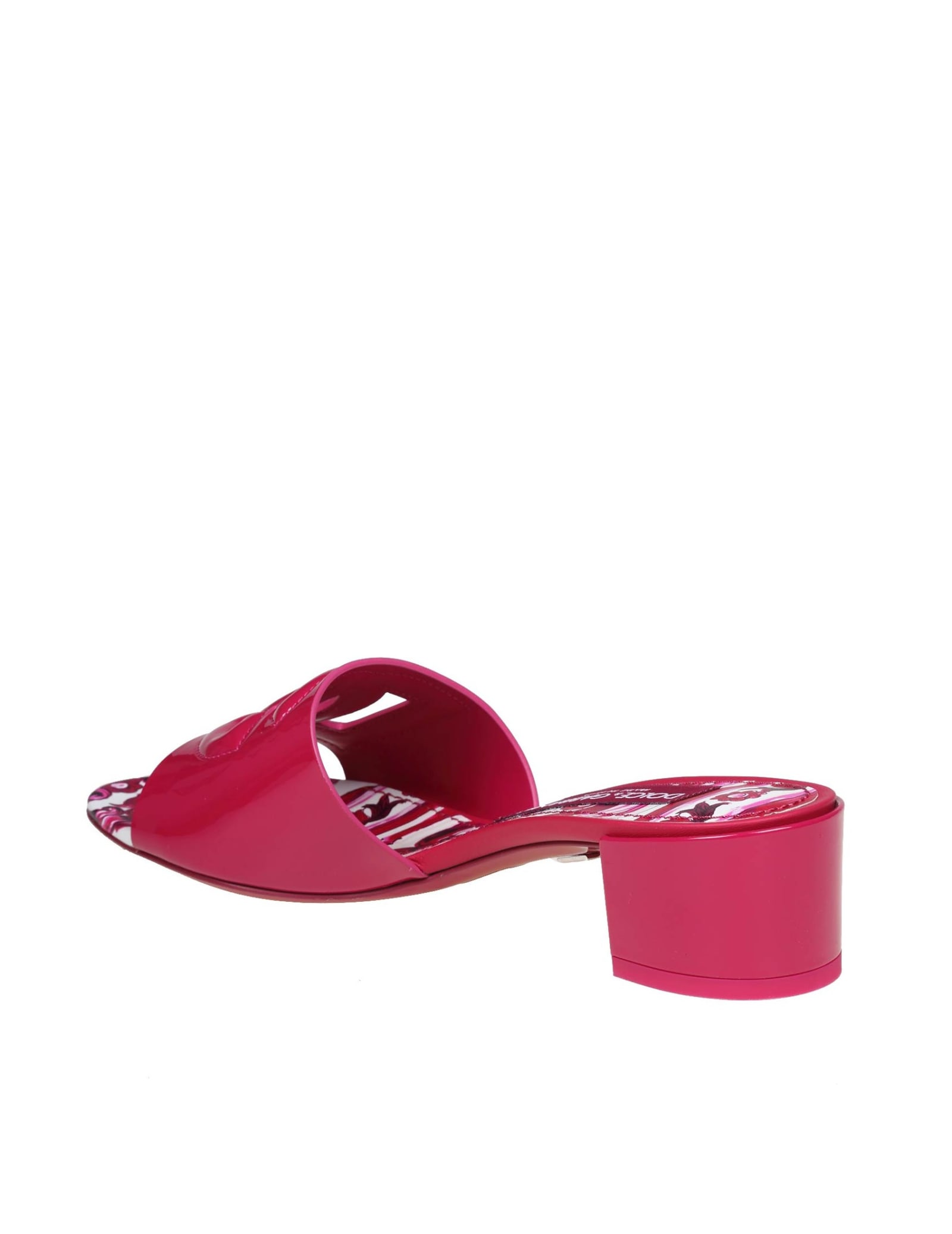 Shop Dolce & Gabbana Slide In Patent Leather With Dg Logo In Ciclamino