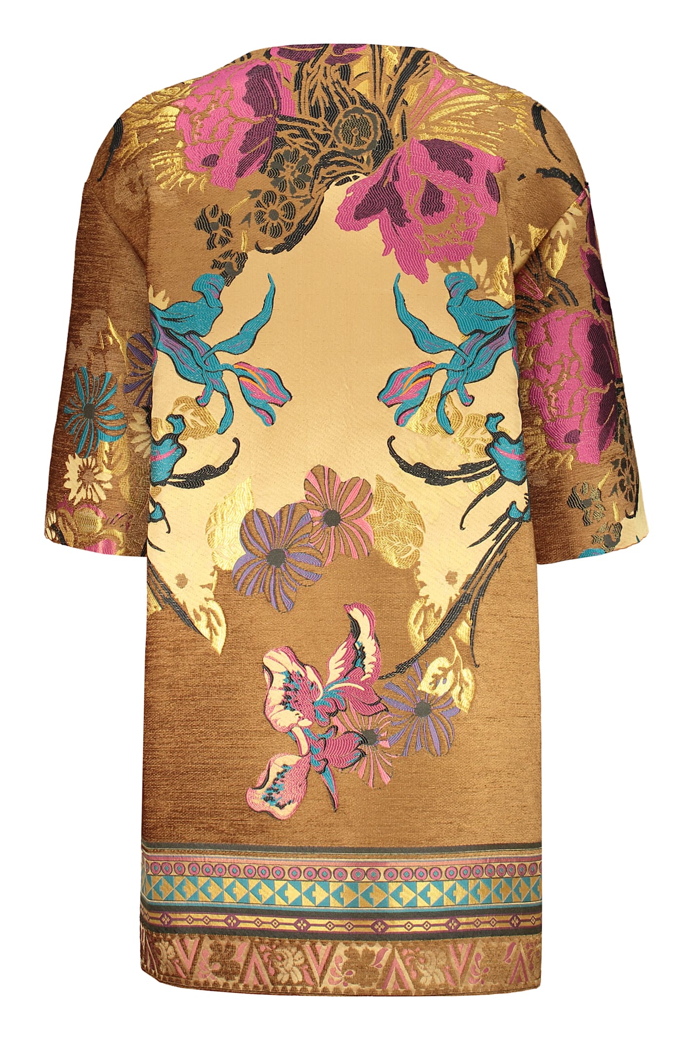 Shop Etro Floral Embroidery Coat In Beige