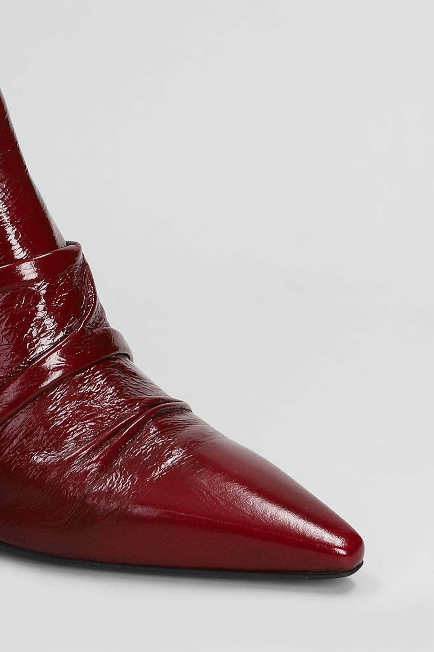 The Seller High Heels Ankle Boots In Bordeaux Leather In Burgundy
