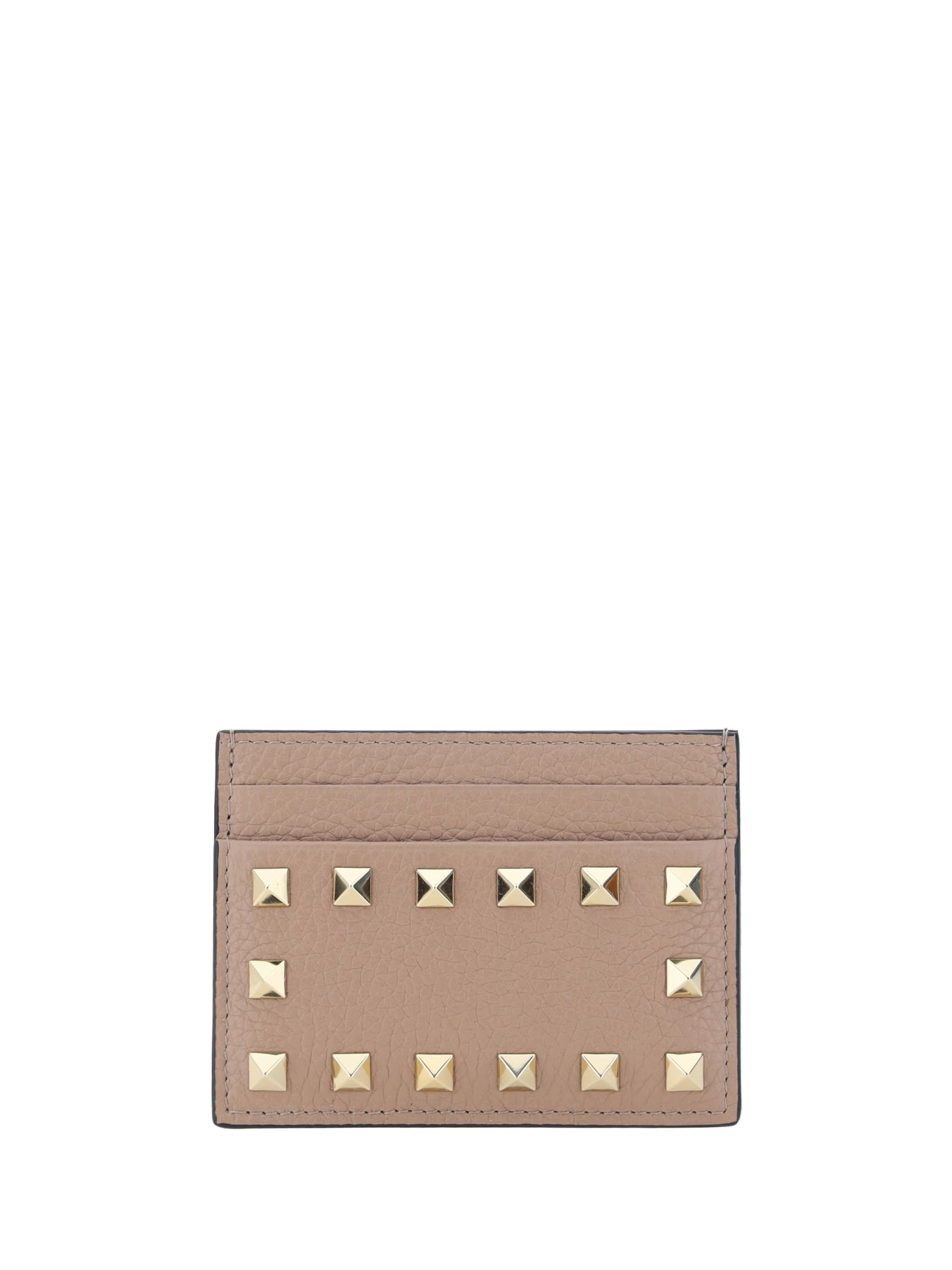 Shop Valentino Garavani Rockstud Card Holder In Poudre