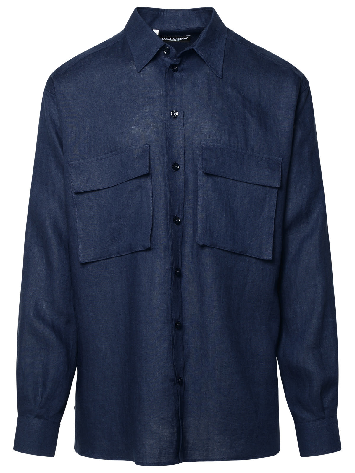 Shop Dolce & Gabbana Blue Linen Shirt