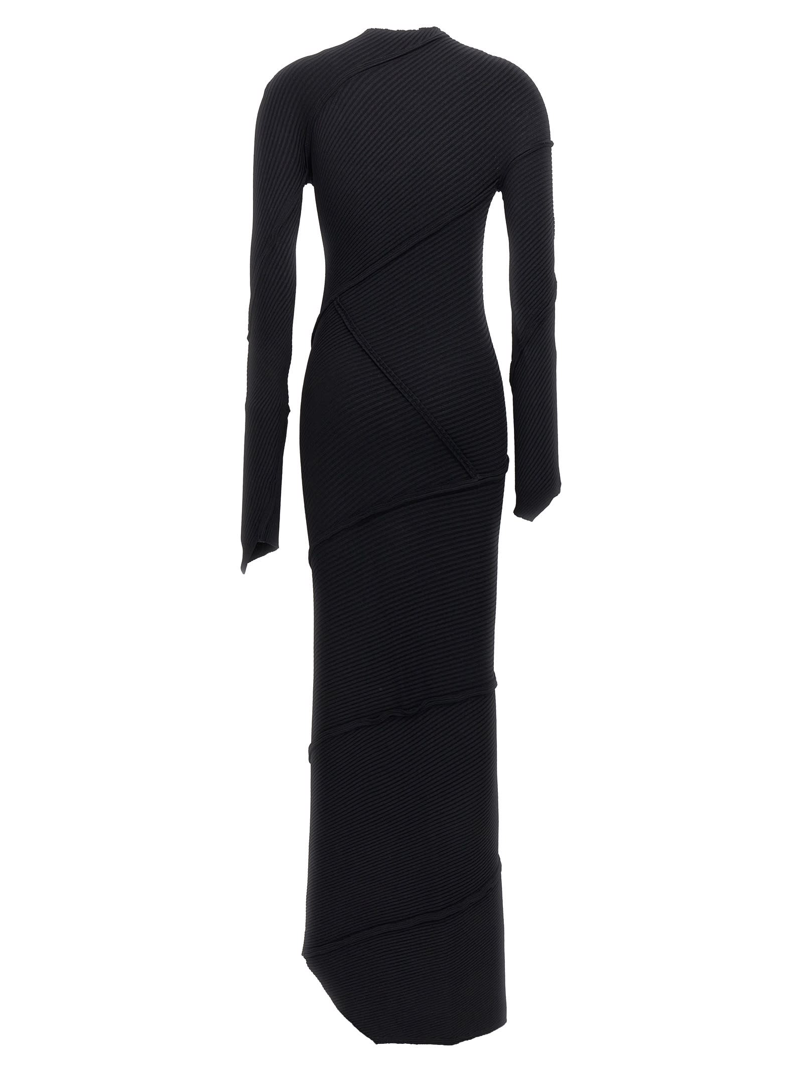 Balenciaga Paneled Ribbed-knit Maxi Dress In Black